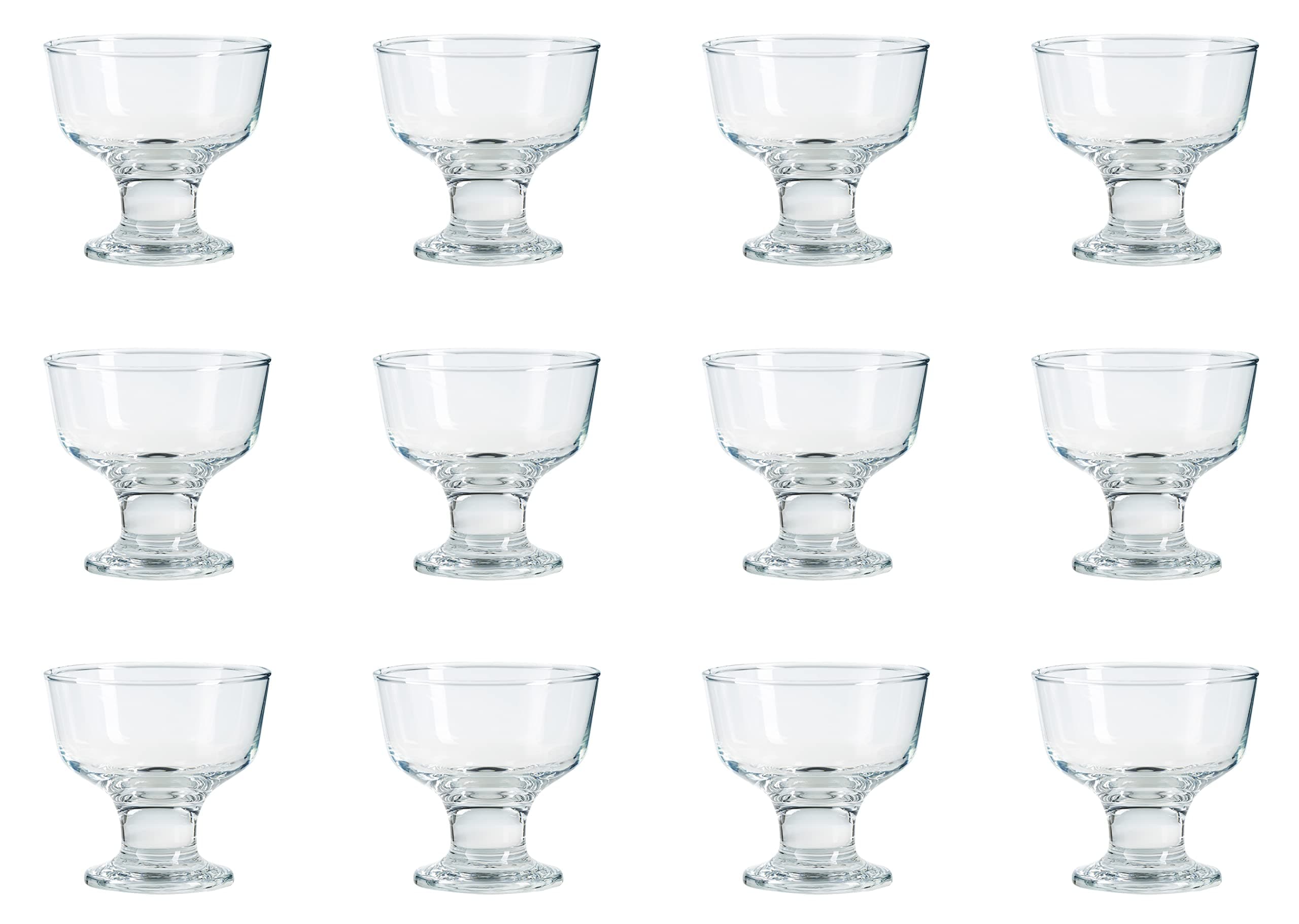 Glass Dessert Bowls Sundae Ice Cream (Set of 12) Short Stemmed Tulip Prawn Cocktail Glasses.
