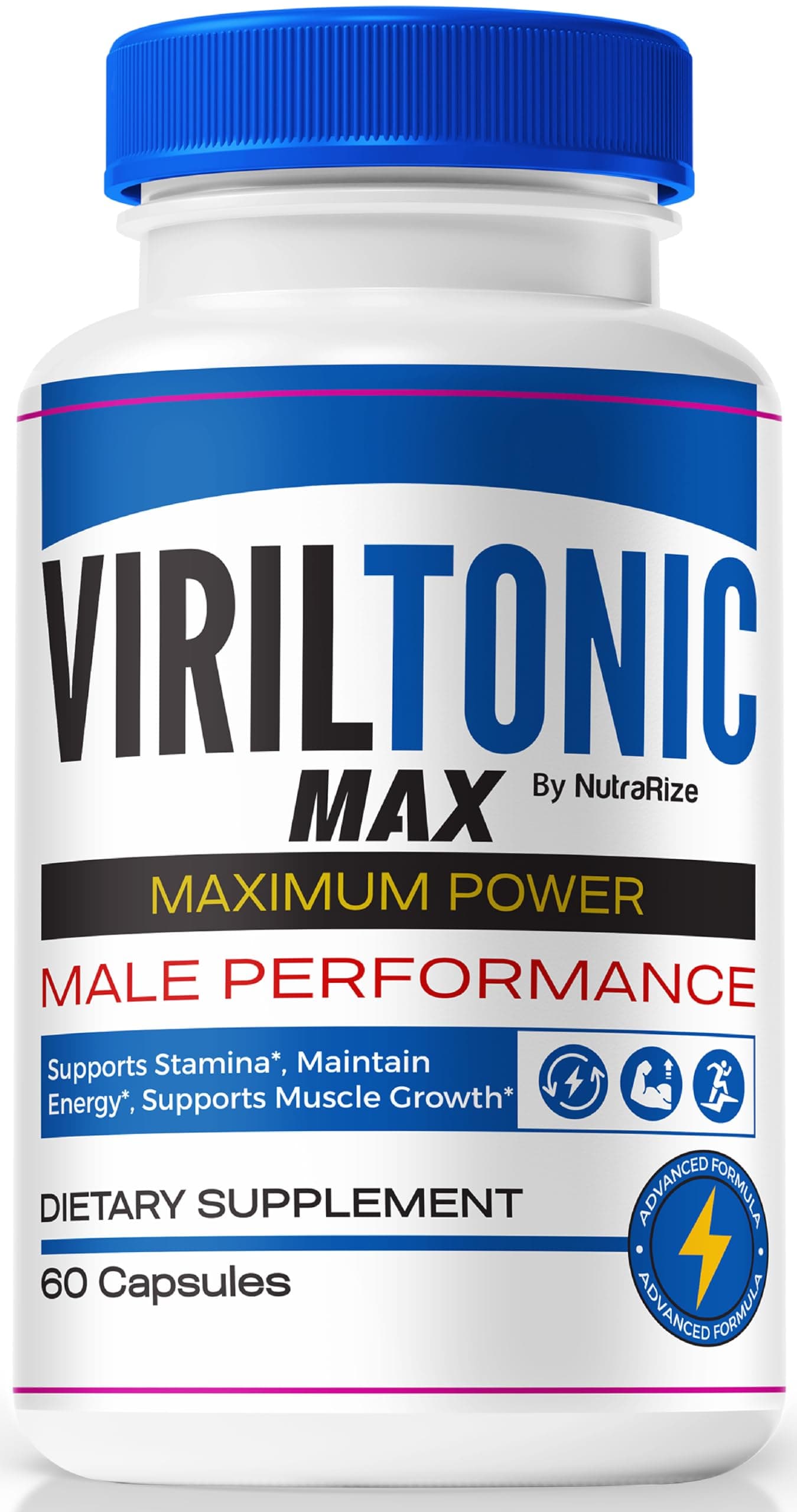 NutraRize VirilTonic Max for Men, Official Viril Tonic Max Male Capsules, Premium Formula for Overall Performance, All Natural Supplement for Health and Wellness, VirilTonic24 Reviews (60 Capsules)