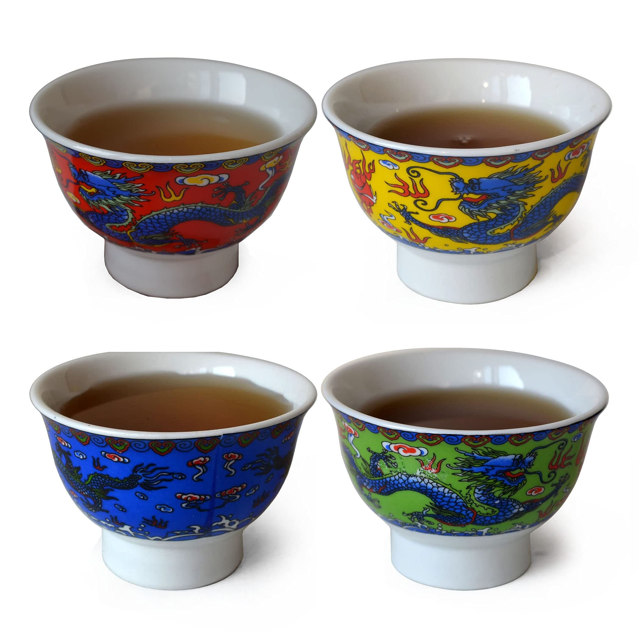 4pcs China Dragon Gongfu Teacup Set, Multicolor (4 x 128ml)
