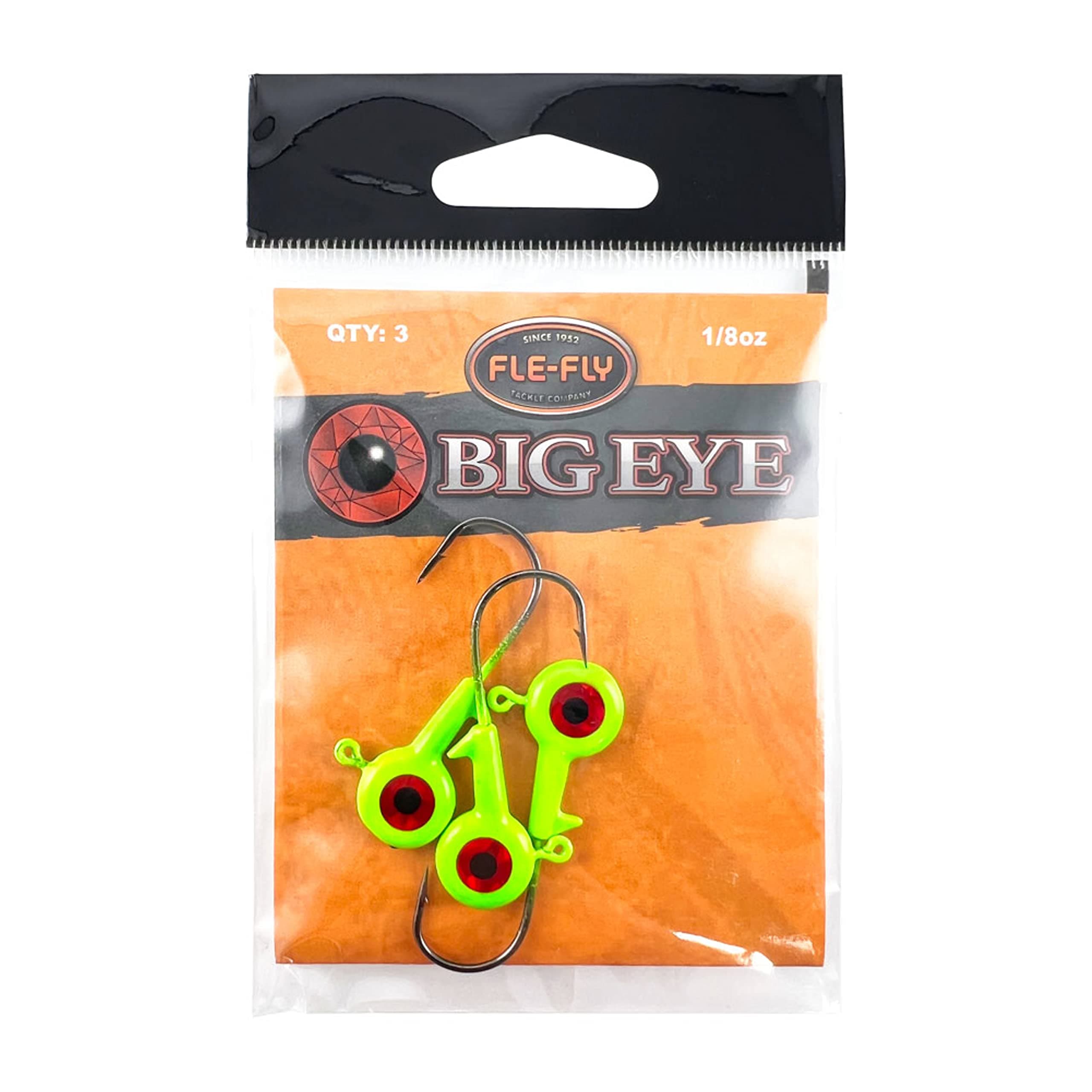 Big Eye Jig Heads (3 Pack) UV Coated with Holographic Eyes, Lazer Sharp Black Nickle American Made Hooks