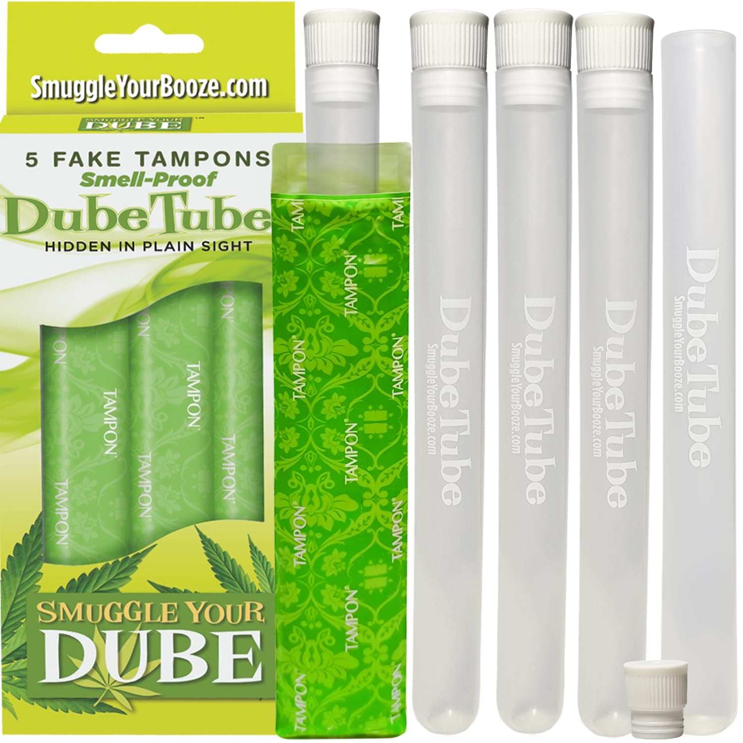 Fake Tampon Tubes Container Set by Smuggle Your Booze - Pack of 5 | Clear Pla...