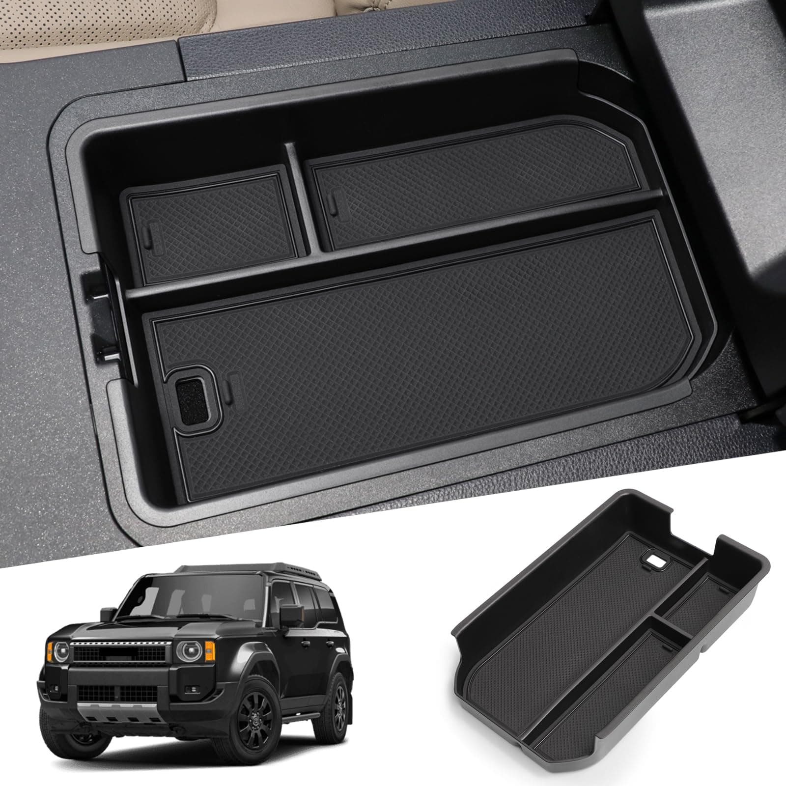 SMABEE Center Console Organizer Compatible with Toyota Land Cruiser 250 Prado J250 LC250 2024 2025 2026 Accessories Interior ABS Armrest Storage Box Tray Organizer Insert (Not Fit Cool Box)