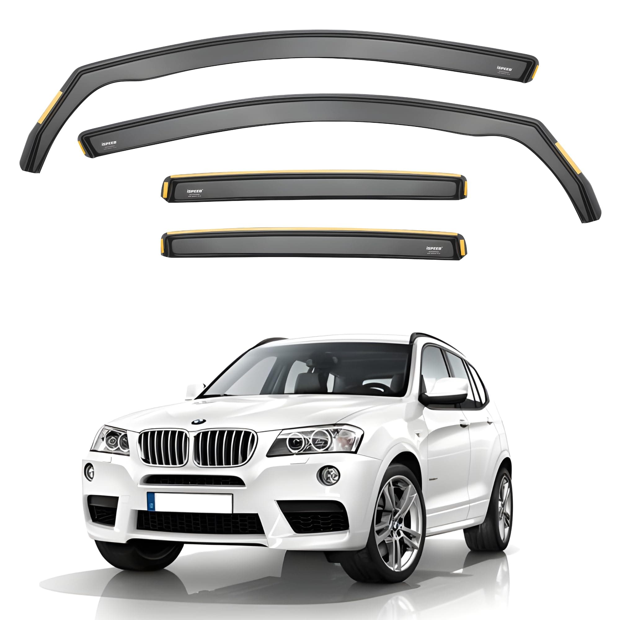 ISPEED Wind Deflectors Compatible with BMW X3 MK2 F25 5-doors 2011-2017 - 4-pc Tinted Sun Visors/Rain Shield/Wind Shield