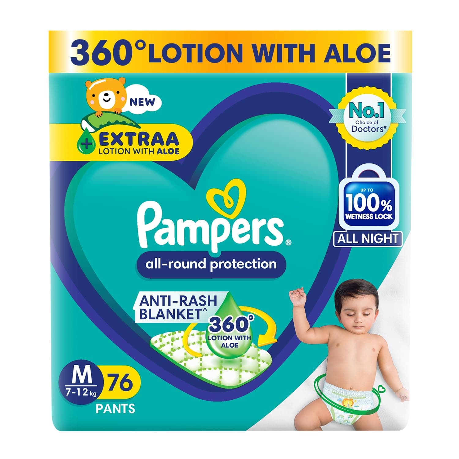 New Diapers Pants with Aloe Vera, Medium (76 Count)