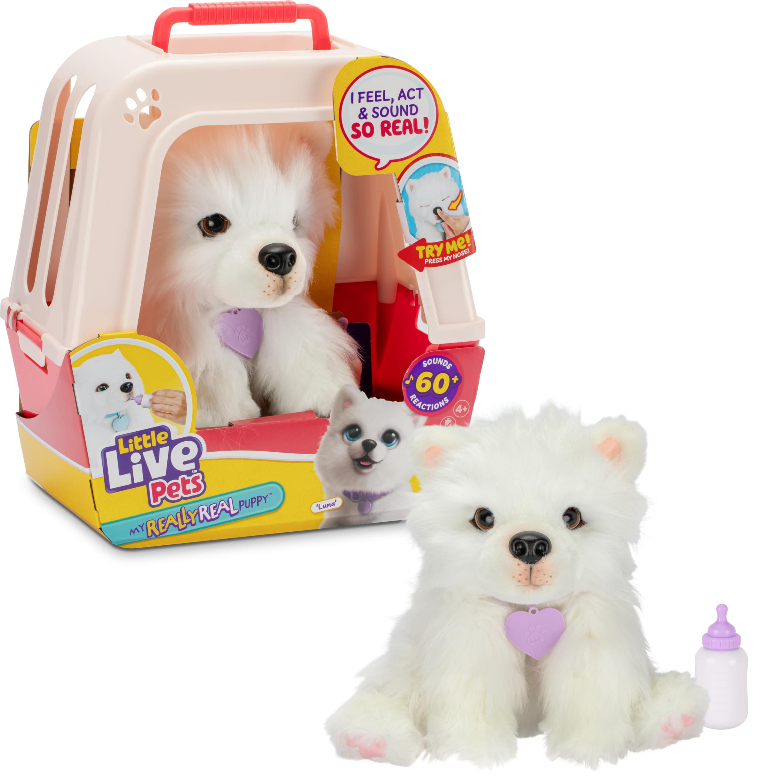 My Really Real Puppy - Luna; Interactive Puppy; 60+ Sounds/Reactions; Realistic Look; 1 out of 72 Variations; Playset with Transport Box; Batteries Included; Ages 5+