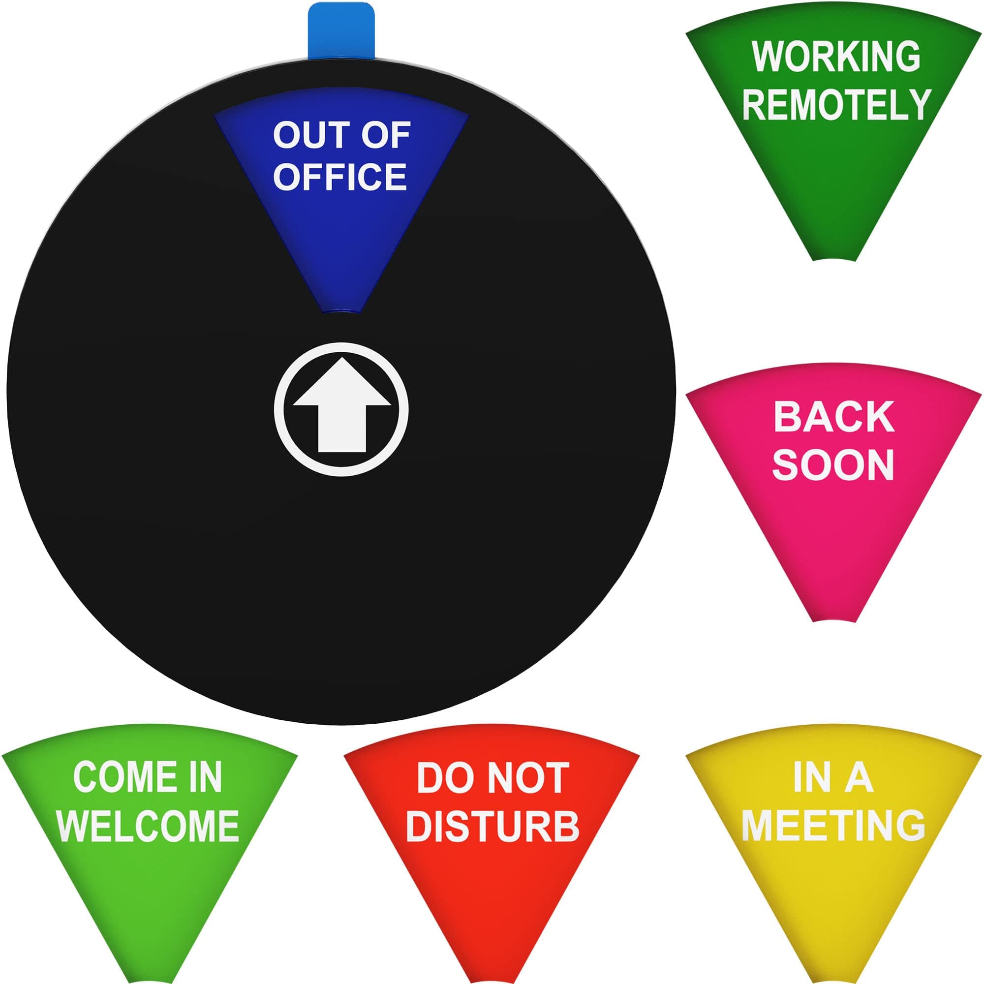 6 Options Office Door Signs, Do Not Disturb, Come in Welcome, Out of Office, Working Remotely, Back Soon, In a Meeting, Privacy Sign, That Lets Others Know Your Status (6inch,Black)
