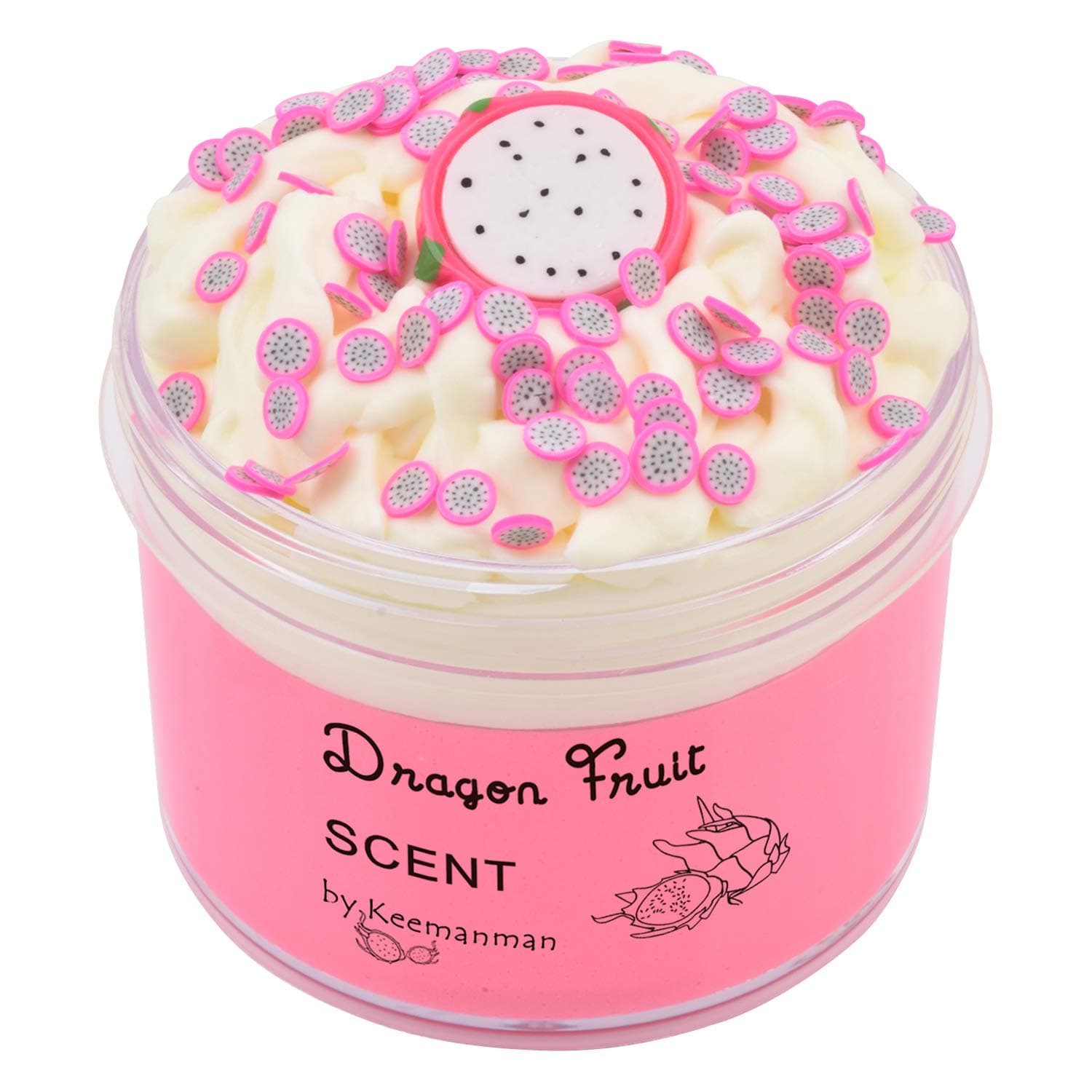 Keemanman Dragon Fruit Butter Slime, Scented DIY Slime Supplies Kit for Girls and Boys, Stress Relief Toy for Kids Education, Party Favor, Gift and Birthday (7oz)