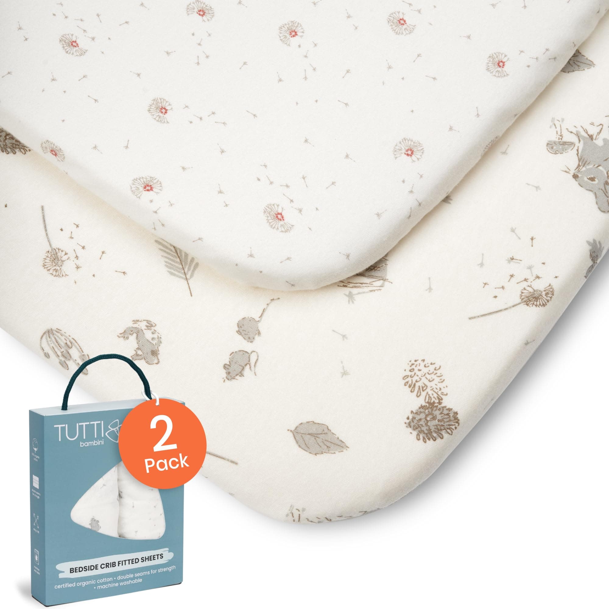 Tutti Bambini Premium Baby Bed Sheets (2 Pack) - Soft Bamboo Jersey Next to Me Baby Bed Sheet, Breathable Tutti Bambini CoZee Sheets, Double Strength Next Tommy Sheets (Cocoon)
