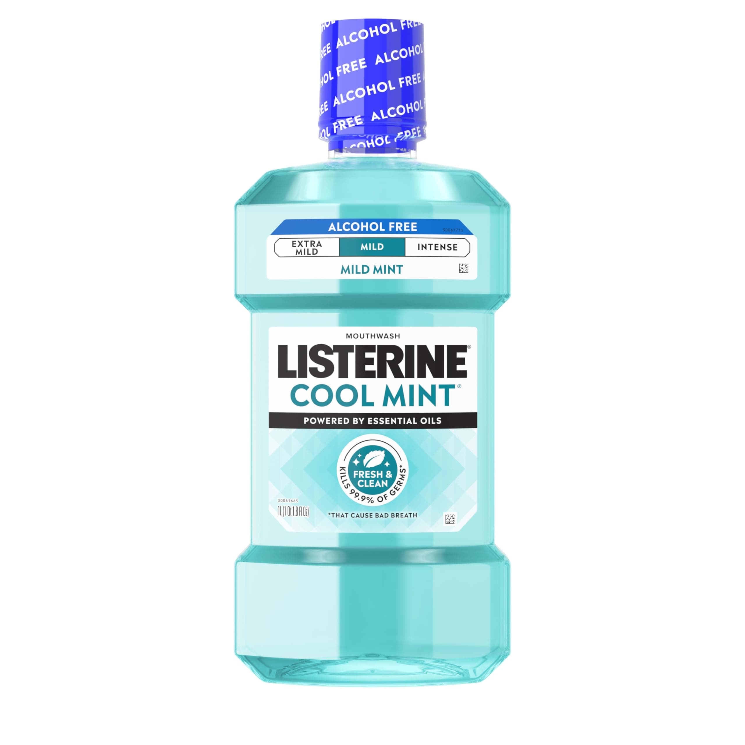 Listerine Zero Alcohol Mouthwash, Alcohol-Free Oral Rinse to Kill 99% of Germs That Cause Bad Breath for Fresh Breath & Clean Mouth, Less Intense Taste, Cool Mint Flavor, 1 L (Pack of 1)