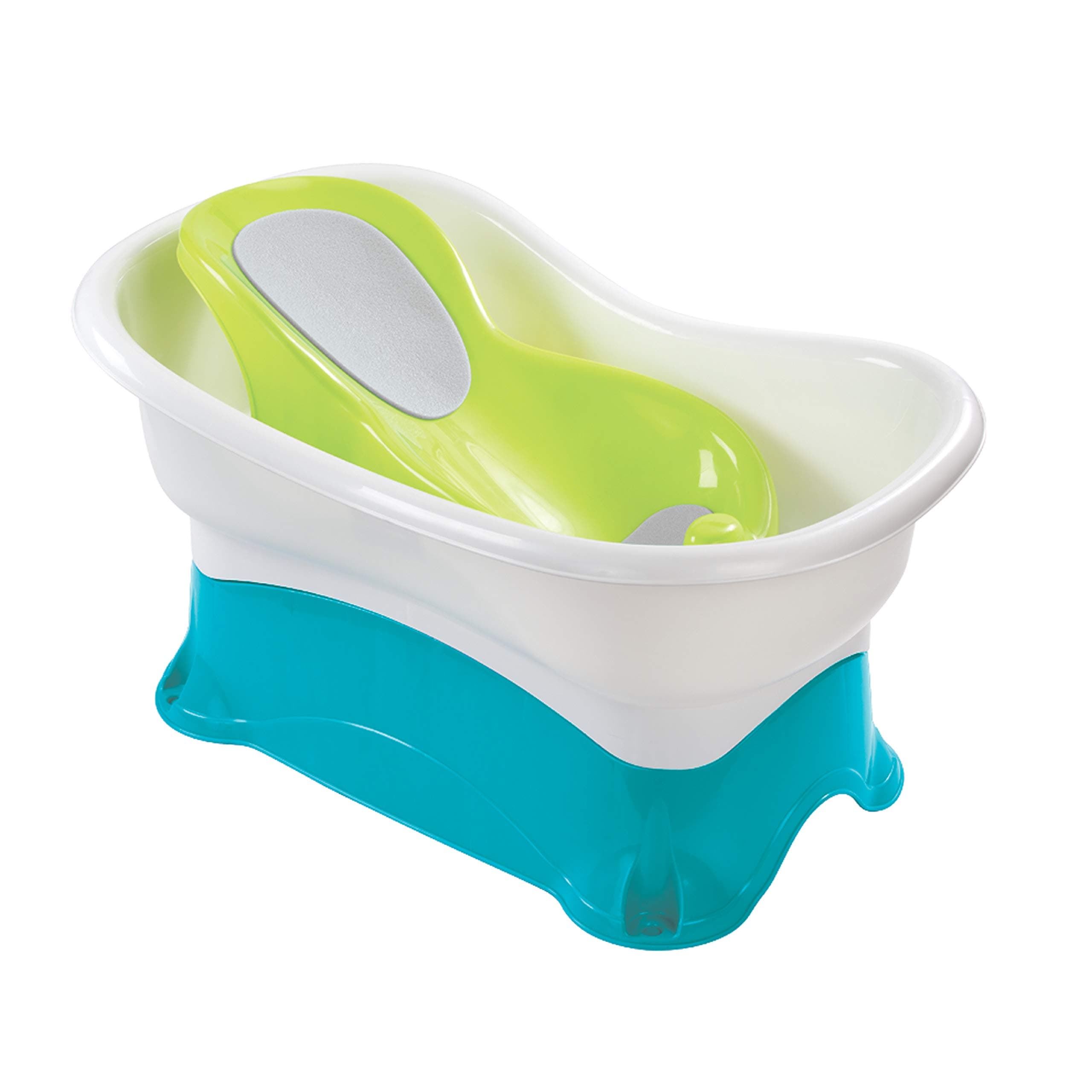 Summer Infant Comfort Height Bath Tub Elevated and Spacious Baby Bathtub with Newborn Bath Support Extended Use Features Include Stand-Alone Kneeler and Stepstool