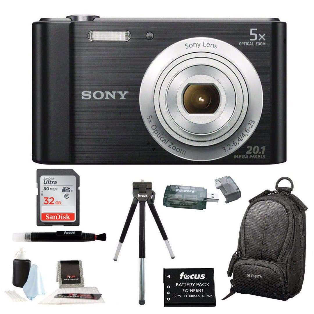 Sony Cyber-shot DSC-W800 DSCW800/B DSCW800B Point and Shoot Digital Still Camera (Black) + Medium Case + Sony 32GB Memory Card + All in One High Speed Card + Reader + Rechargeable Battery + Accessory Kit