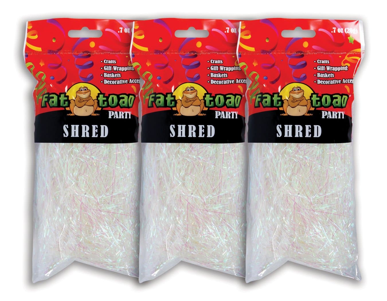 Iridescent Fine Shred for Gift Wrapping & Basket Filling, 0.7 Ounces, 3 Pack, Fat Toad
