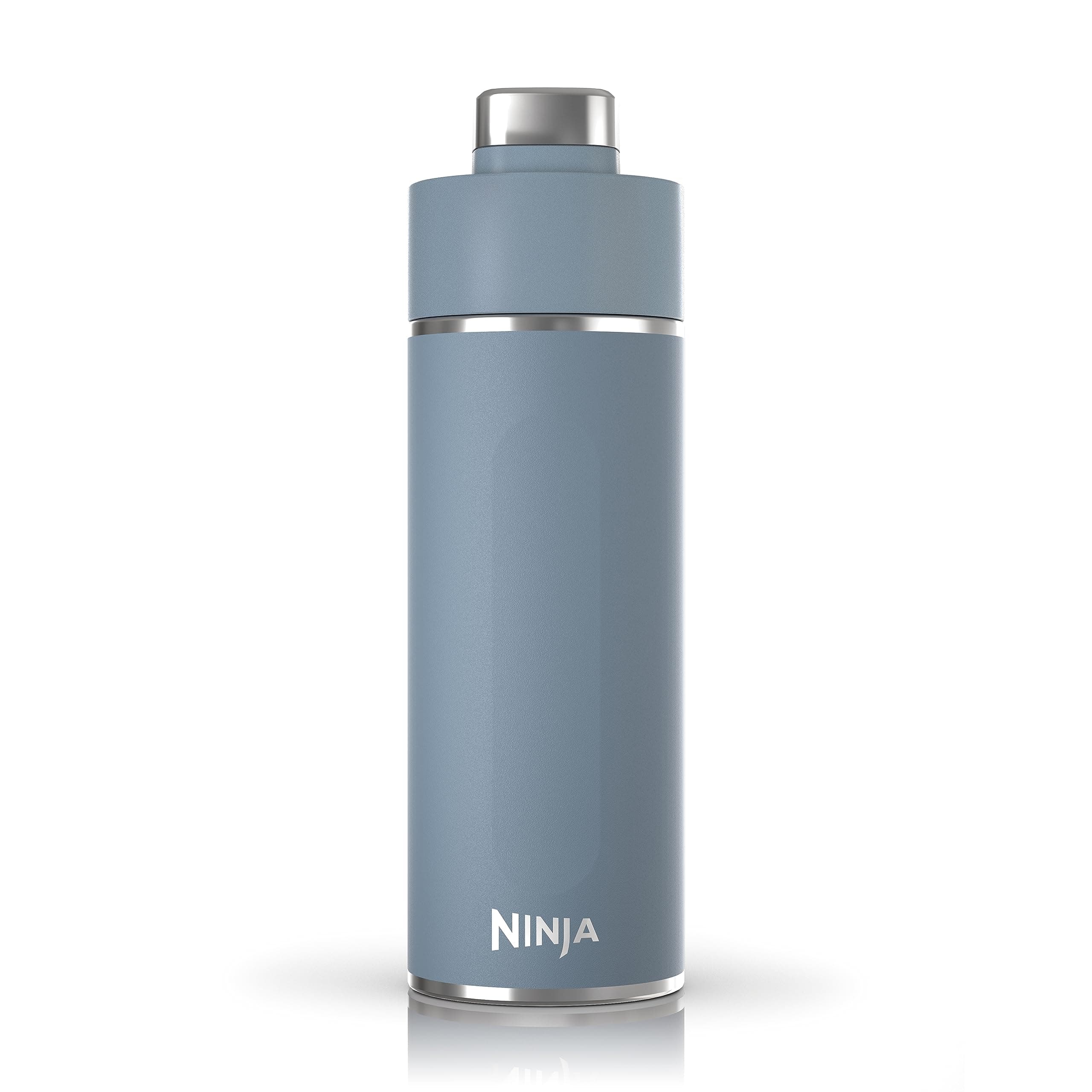 Ninja DW2401BL Thirsti 24oz Travel Water Bottle, For Carbonated Sparkling Drinks, Colder and Fizzier Longer, Leak Proof, 24 Hrs Cold, Dishwasher Safe, Stainless Steel Insulated Tumbler, Storm Blue