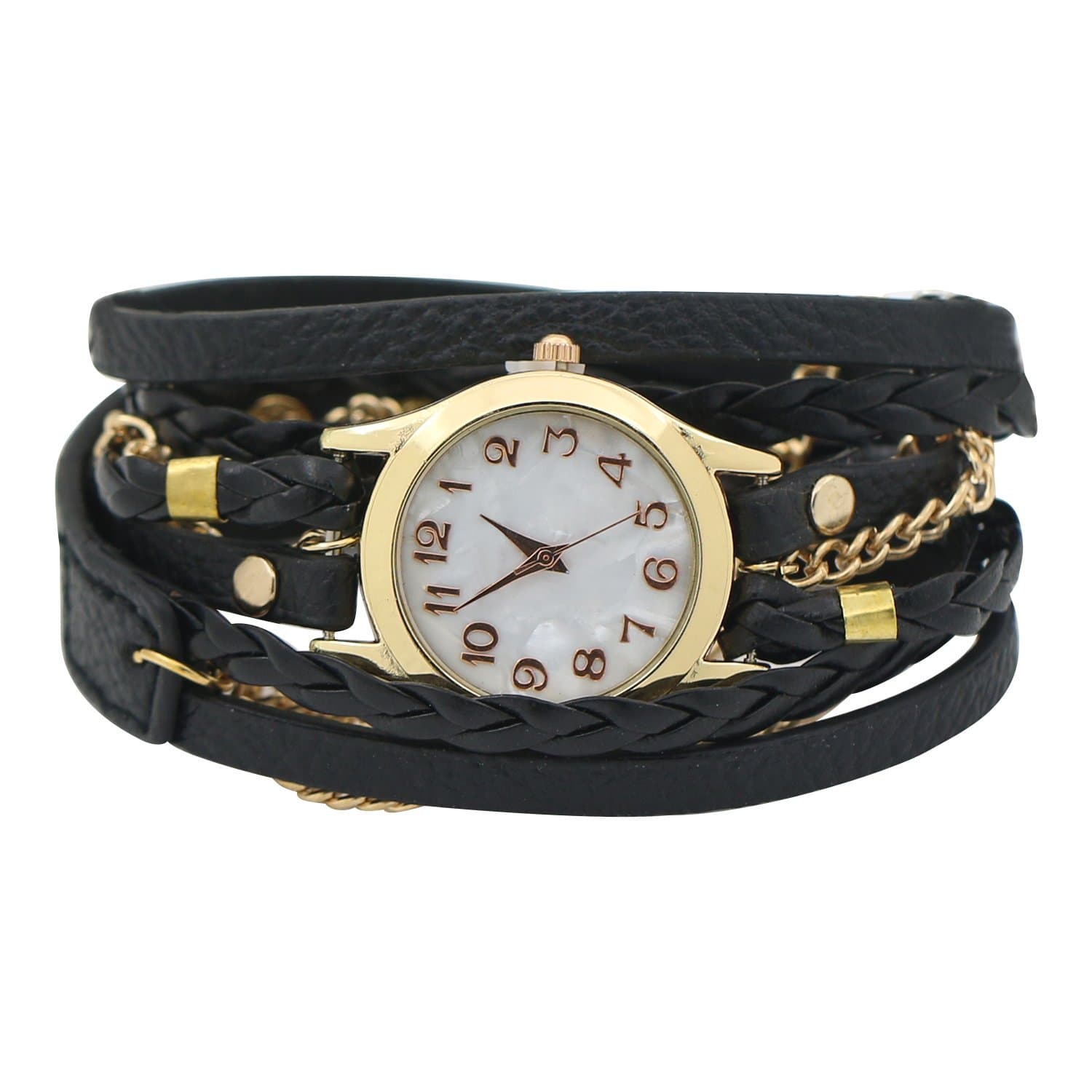 Broadfashion Bluelans® Charming Vintage Weave Wrap Leather Chain Bracelet Watch for Womens Ladies