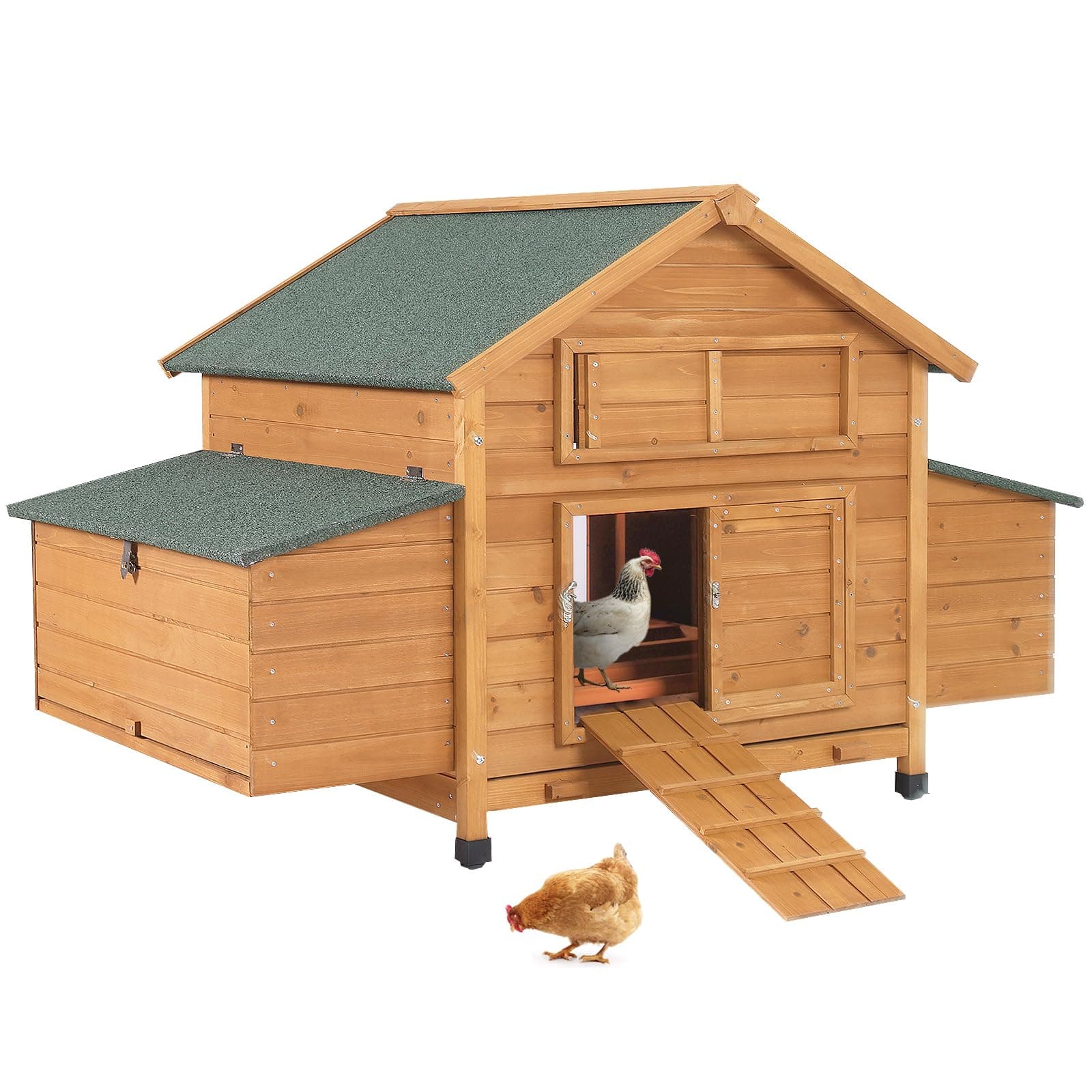 Aivituvin Chicken Coops Poultry Cage, Outdoor Hen House with Nesting Box, Duck House Weatherproof Chicken House (Wood, Extra Large)