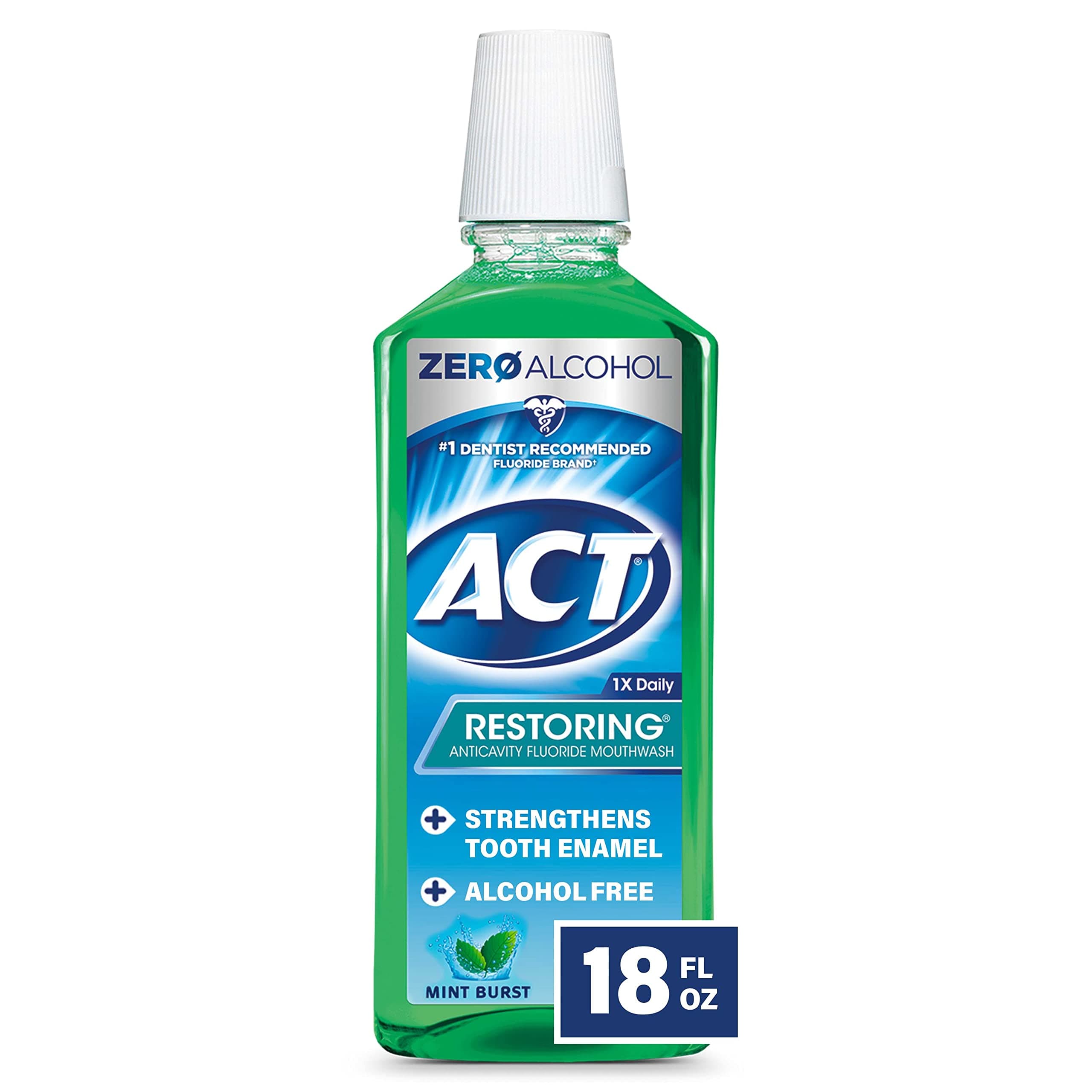 Restoring Anticavity Fluoride Mint Burst Mouthwash 18 Ounce Helps Freshen Breath & Strengthen Tooth Enamel to Prevent Tooth Decay & Cavities