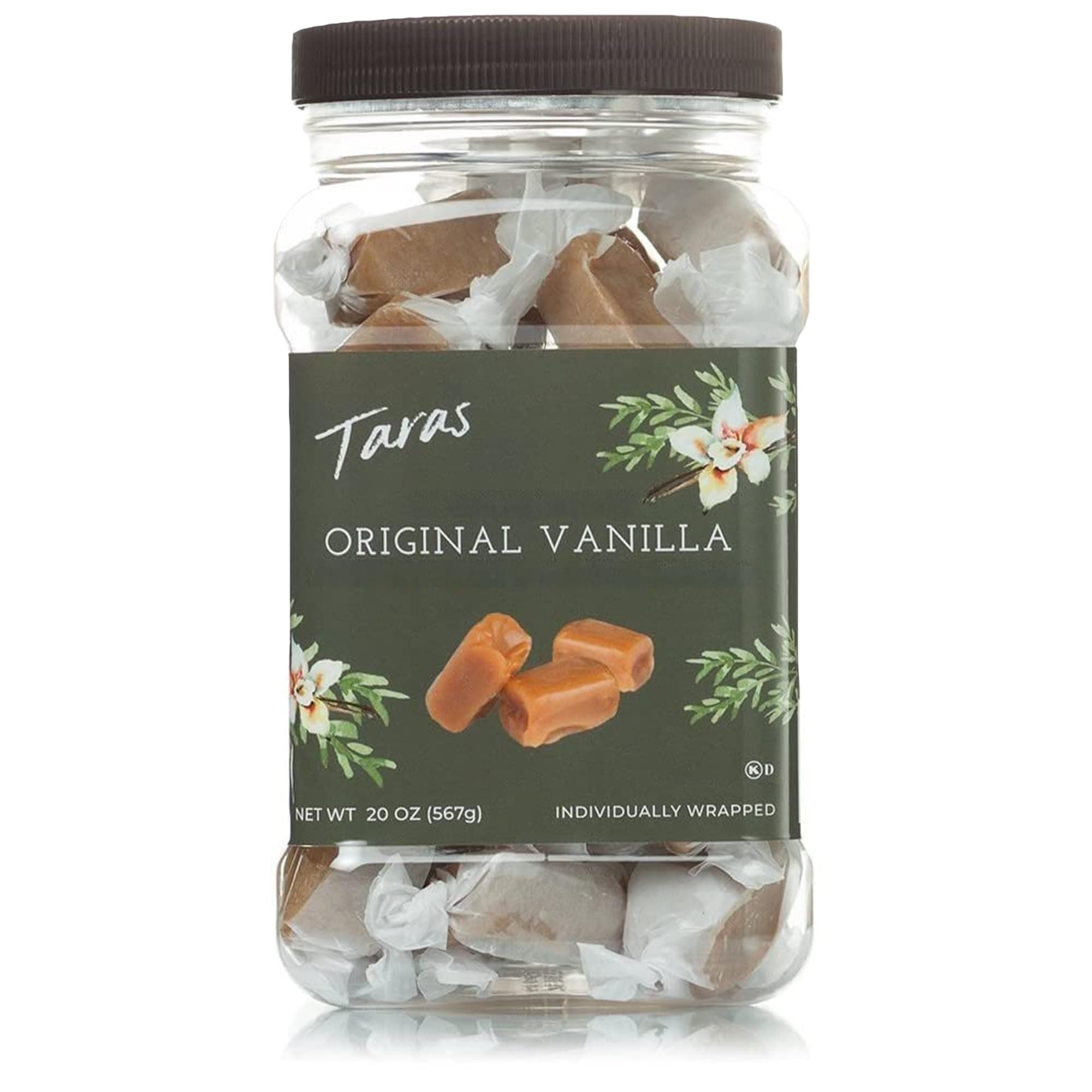 Taras Gourmet Vanilla Caramels | All Natural Candy | Creamy & Individually Wrapped with Real Butter (20 oz)
