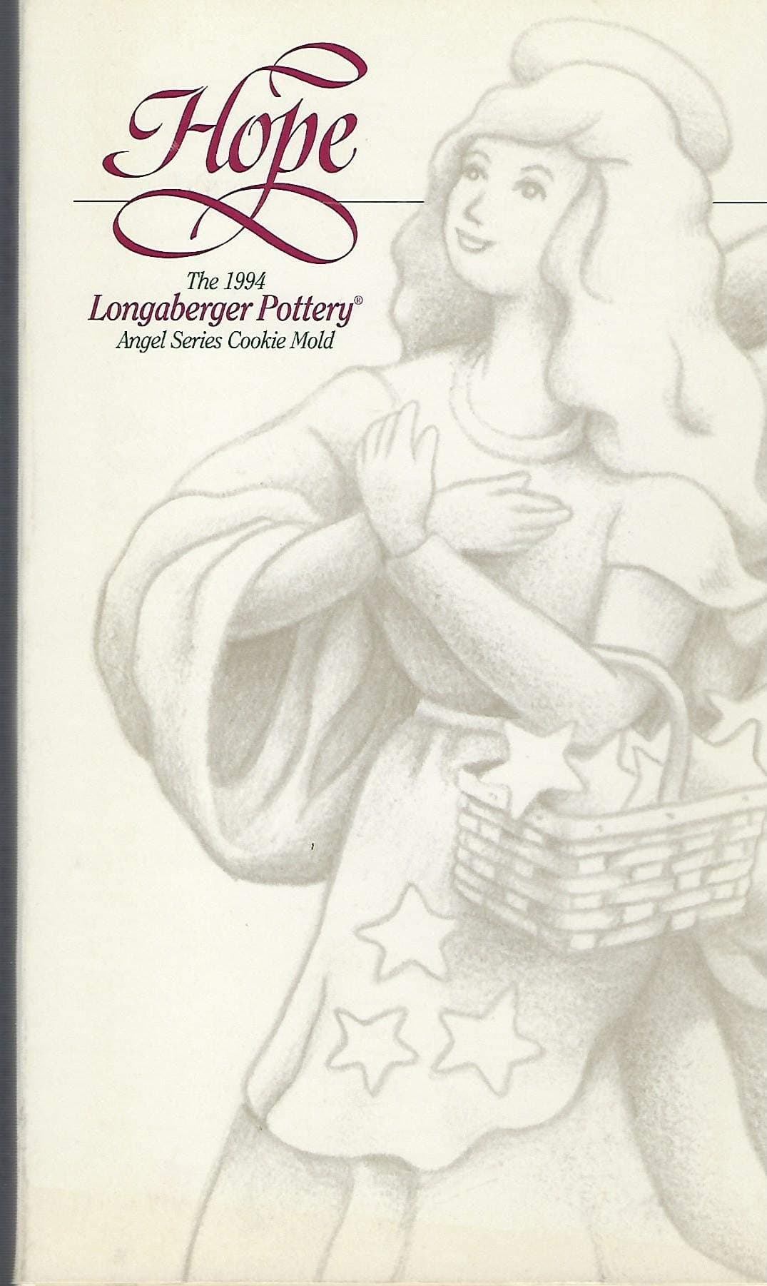 LongabergerPottery 1994 Angel Series HOPE Cookie Mold by Longaberger