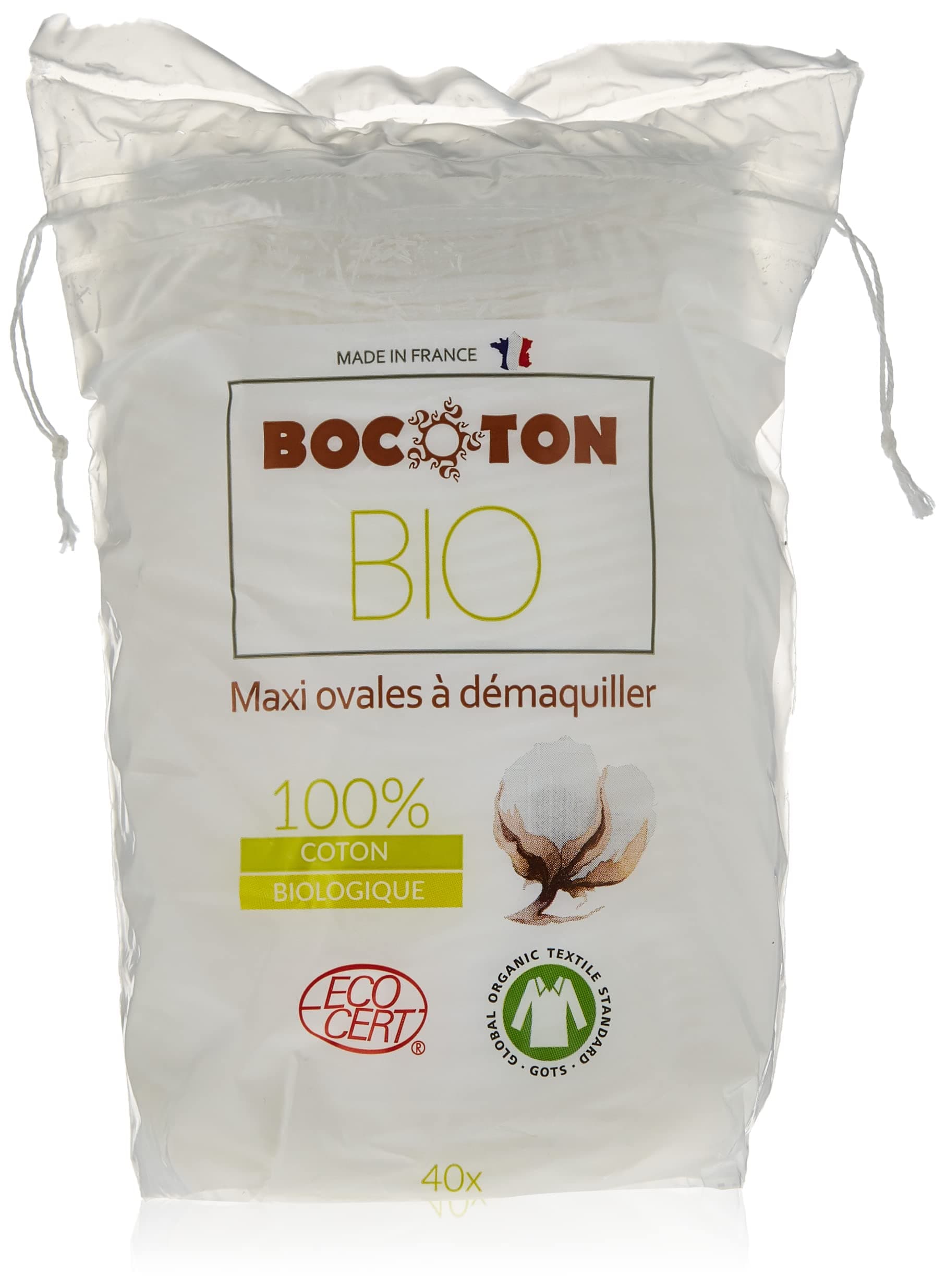 Bocoton 100% organic bio cotton pads maxi oval for makeup 40s