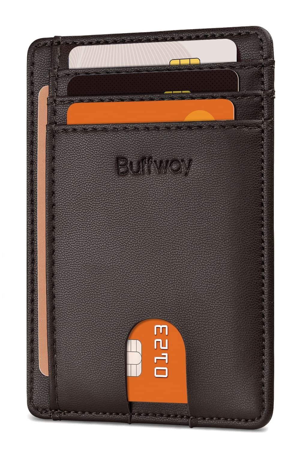 Buffway Slim Minimalist Front Pocket RFID Blocking Leather Wallets for Men and Women