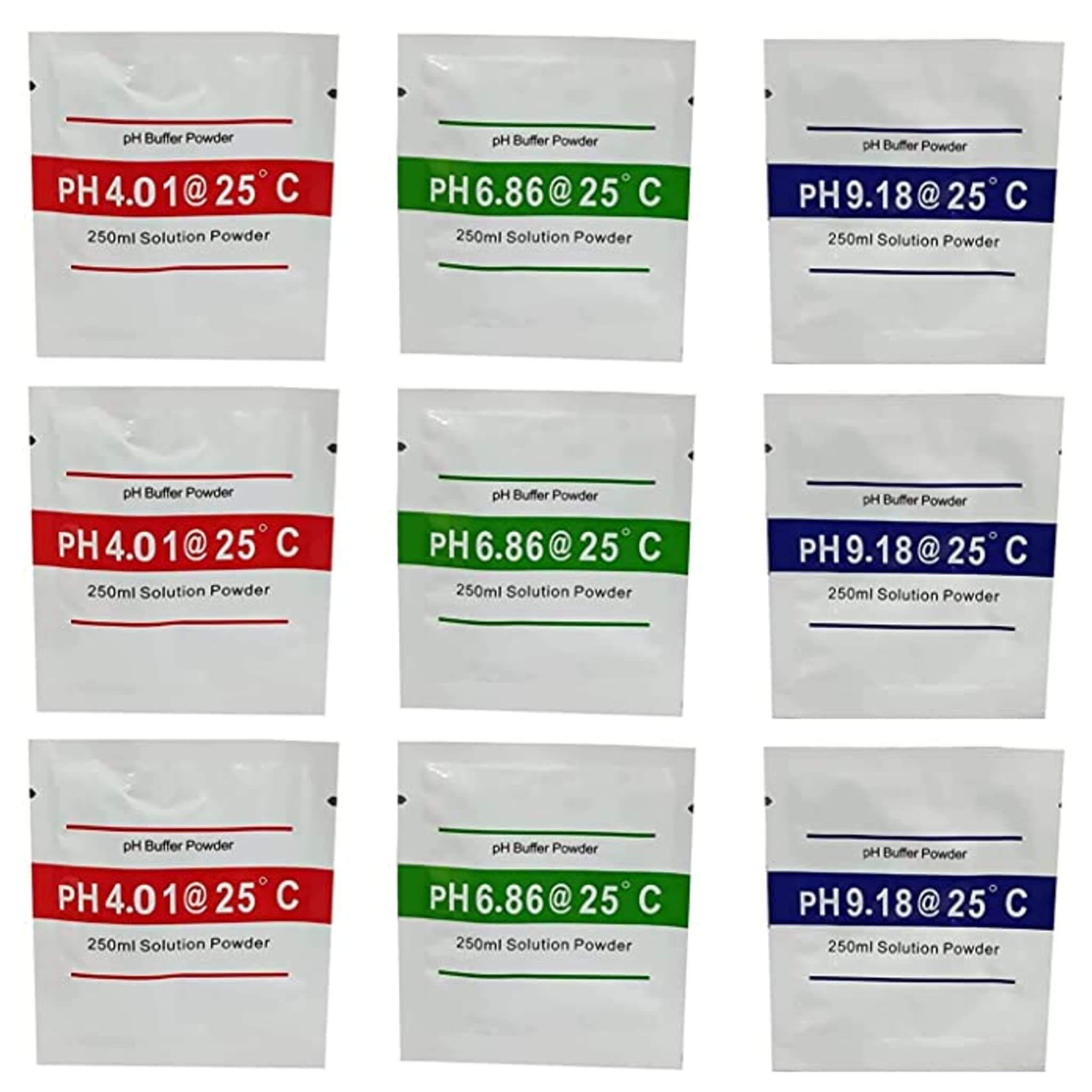 pH Meter Buffer Solution Powder for Precise and Easy for Precise pH Calibration Powder Solution?4.01pH,6.86pH and 9.18pH (Pack of 9)