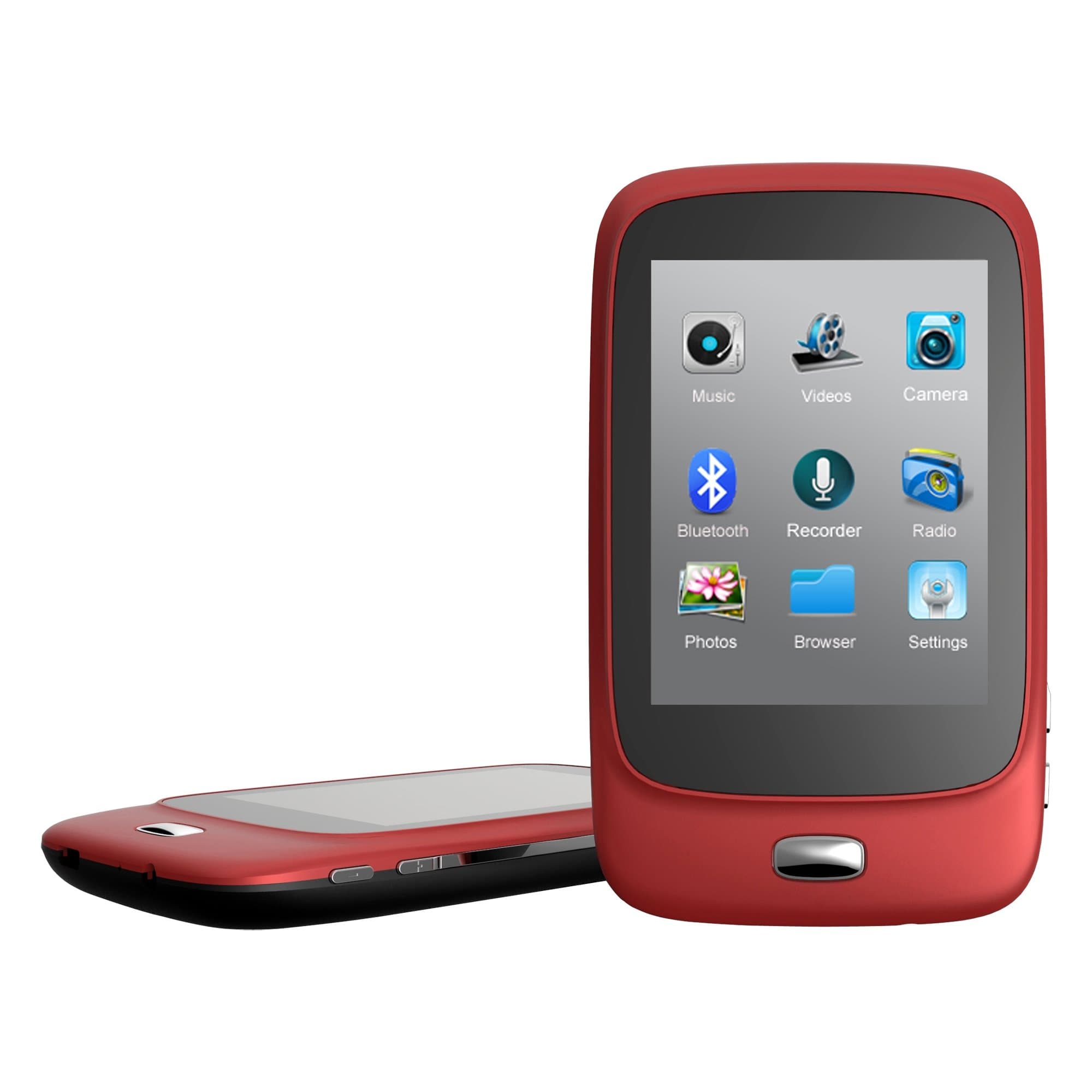Riptunes MP-2868BTR 8GB MP3/MP4 Player with Bluetooth, 2.8" LCD & microSD Card Slot, Red