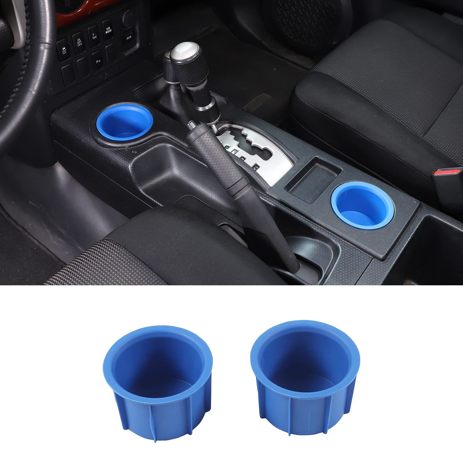 Fit for Toyota FJ Cruiser 2007-2021 Gear Shift Console Cup Holder Sub Assembly, Cup Holder Inserts Replacement Storage Cup Holder 2Pcs (Blue)