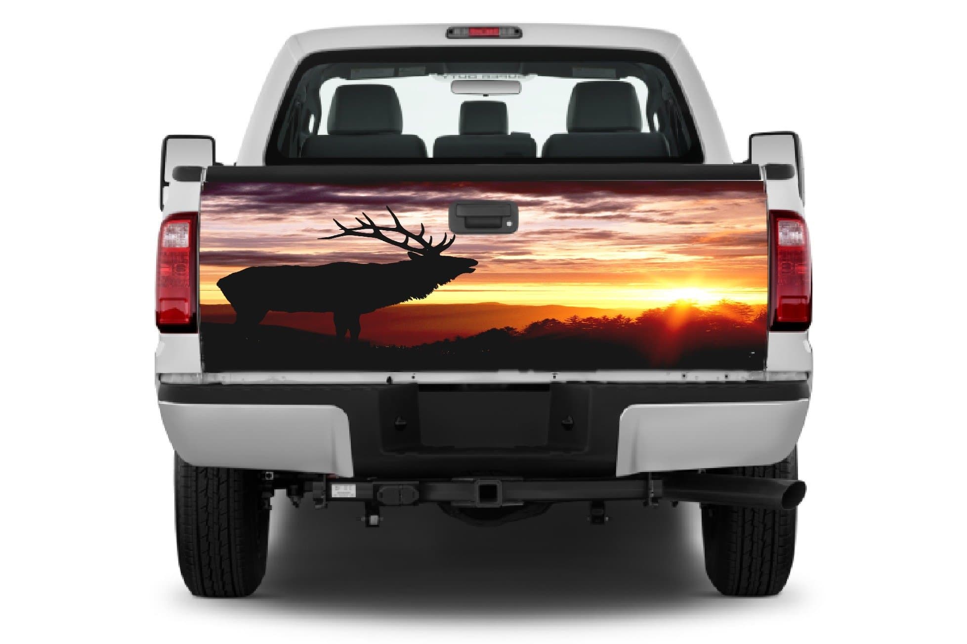 Crabtree Signs Elk Bugling at Sunset Tailgate Wrap Vinyl Graphic Decal Sticker Wrap