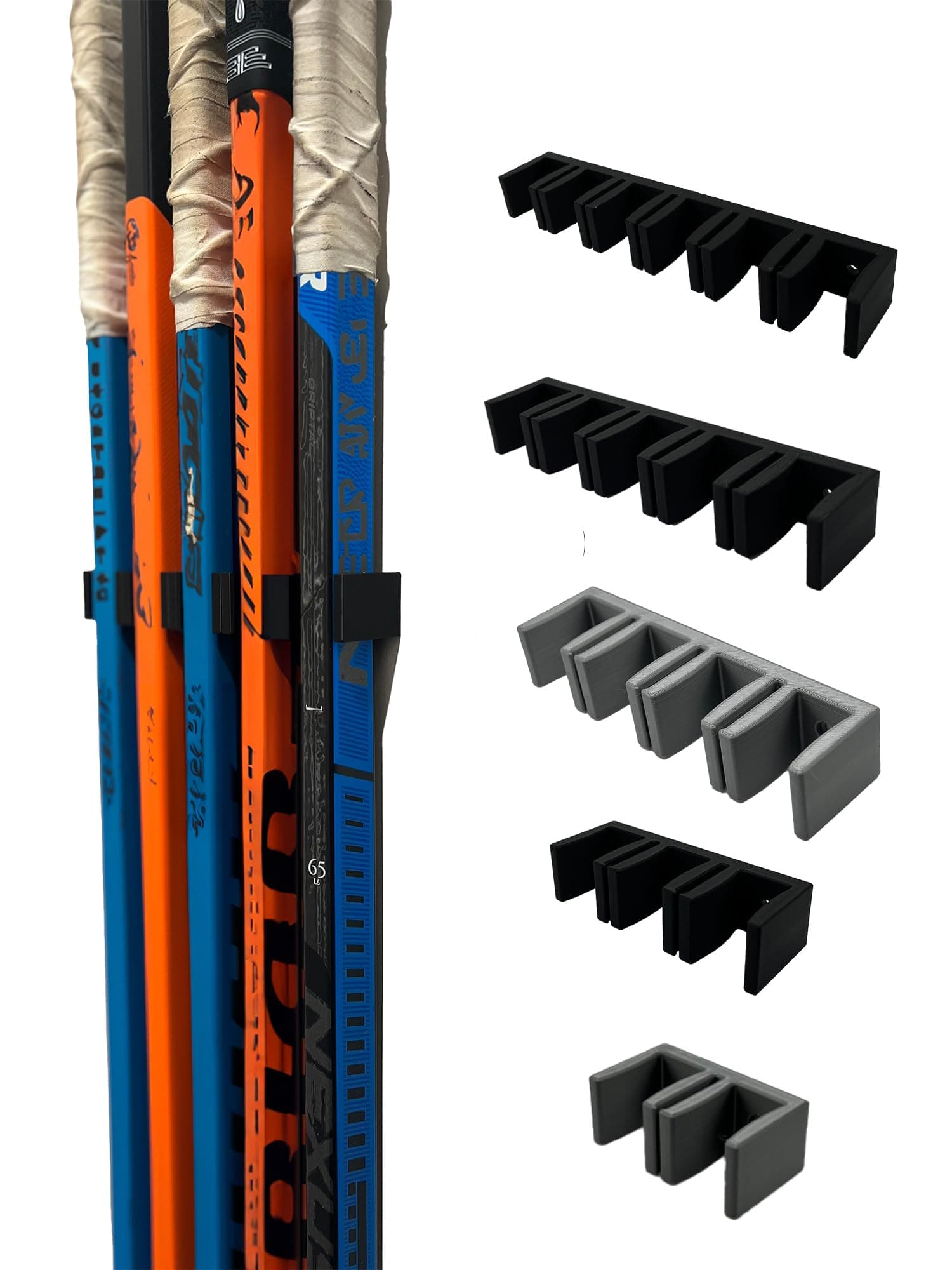 Wall Mount Hockey Stick Holder | Ice Hockey Stick Organizer (Black, 6 Stick Wall Mount)