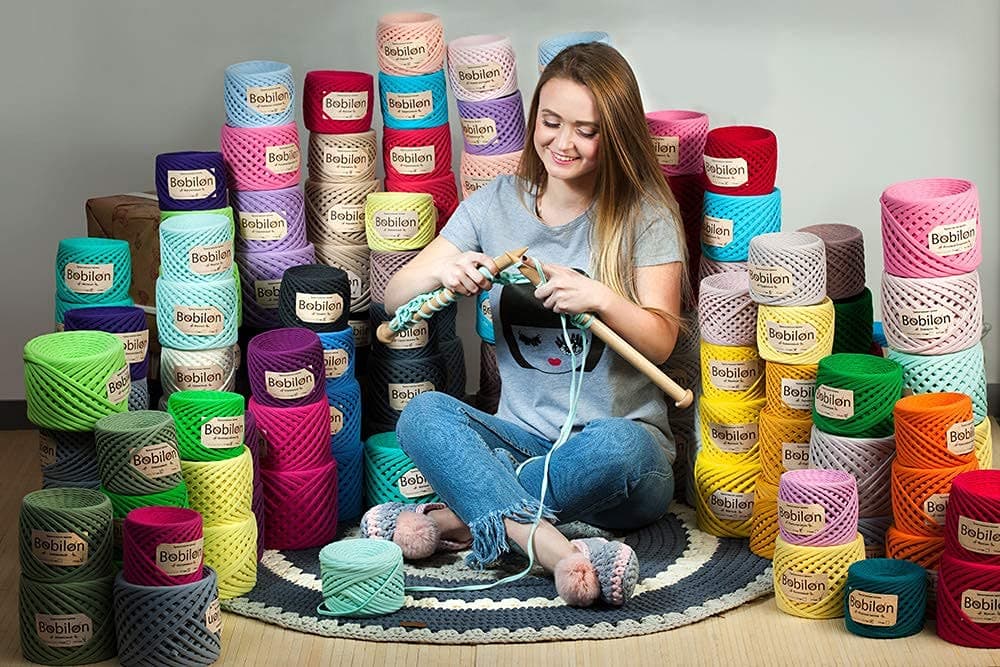 T-Shirt Yarn Fettuccini Zpagetti Style, 7-9 mm Yarn for Crocheting, Knitting, Macrame, Ribbon Cotton Fabric, Violet