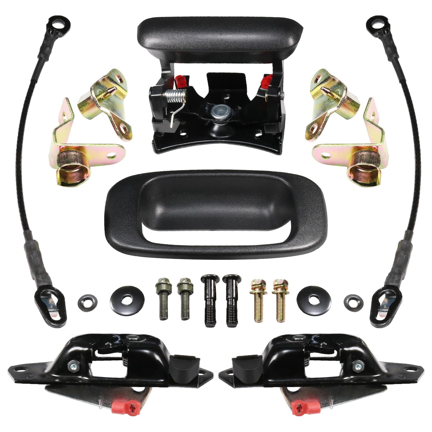 CARMOCAR Tailgate Hardware Repair Kit Replacement for 1999-2006 Chevrolet Chevy Silverado GMC Sierra Including Handle, Bezel, Latches, Cables, Hinges, Rods, Clips, and Bolts