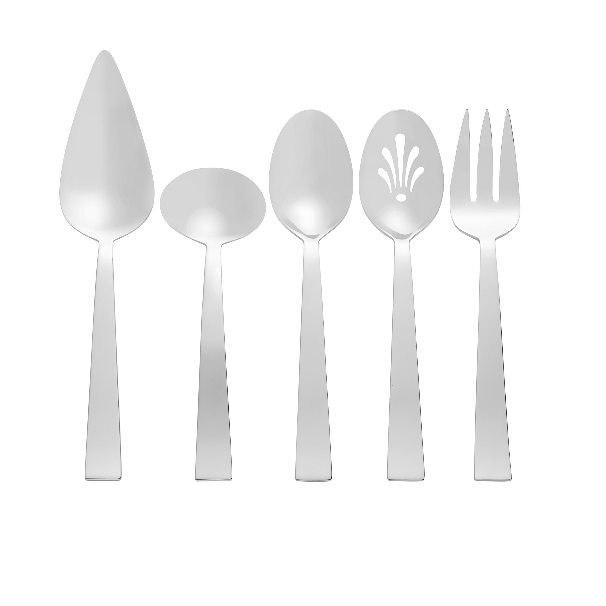 Vera Wang by Wedgwood Vera Bande 5 Piece Serving Set, Silver