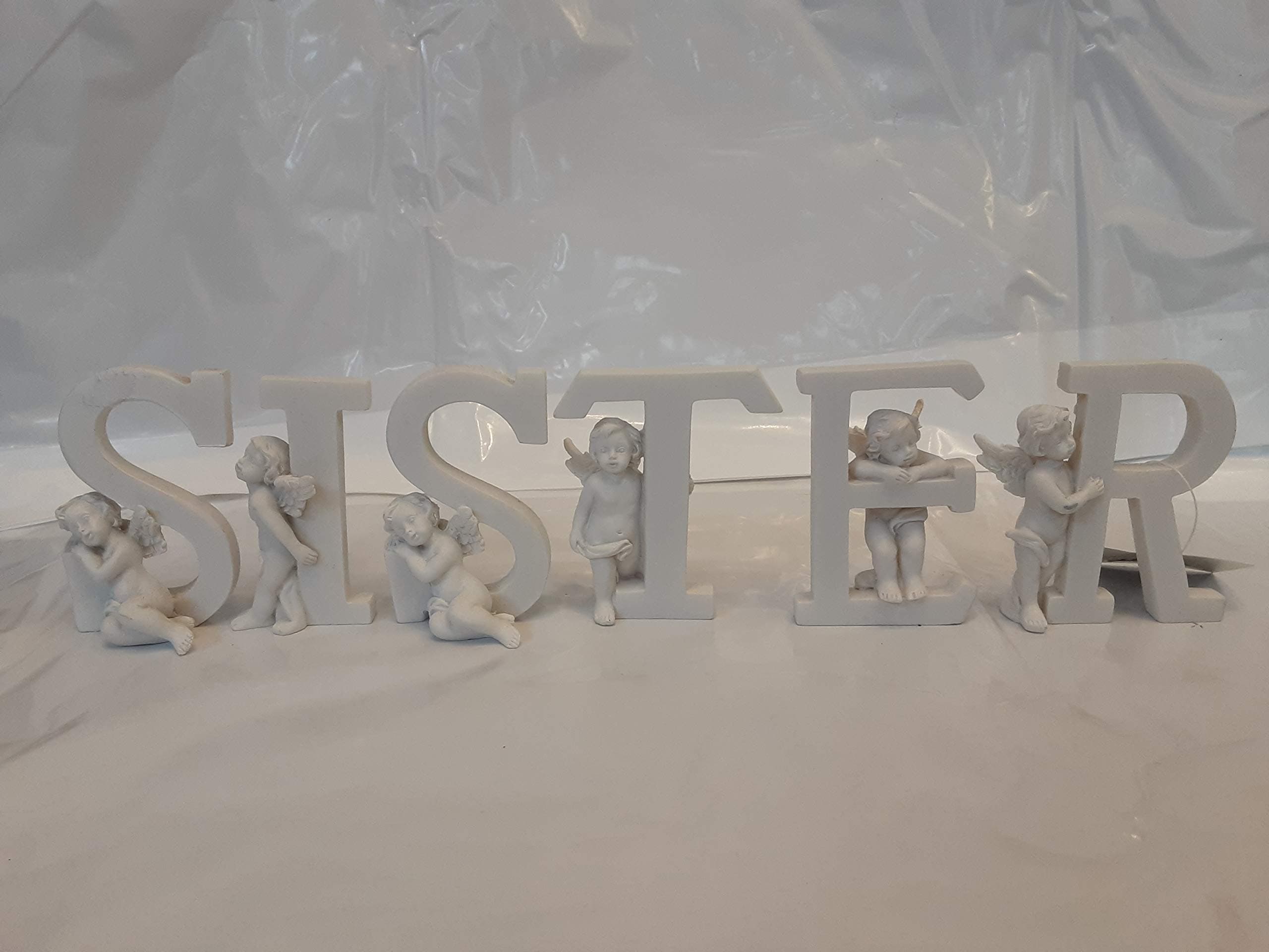 Beautiful Set of 6 Angel Cherub SISTER Ornaments Figures Christmas Gift