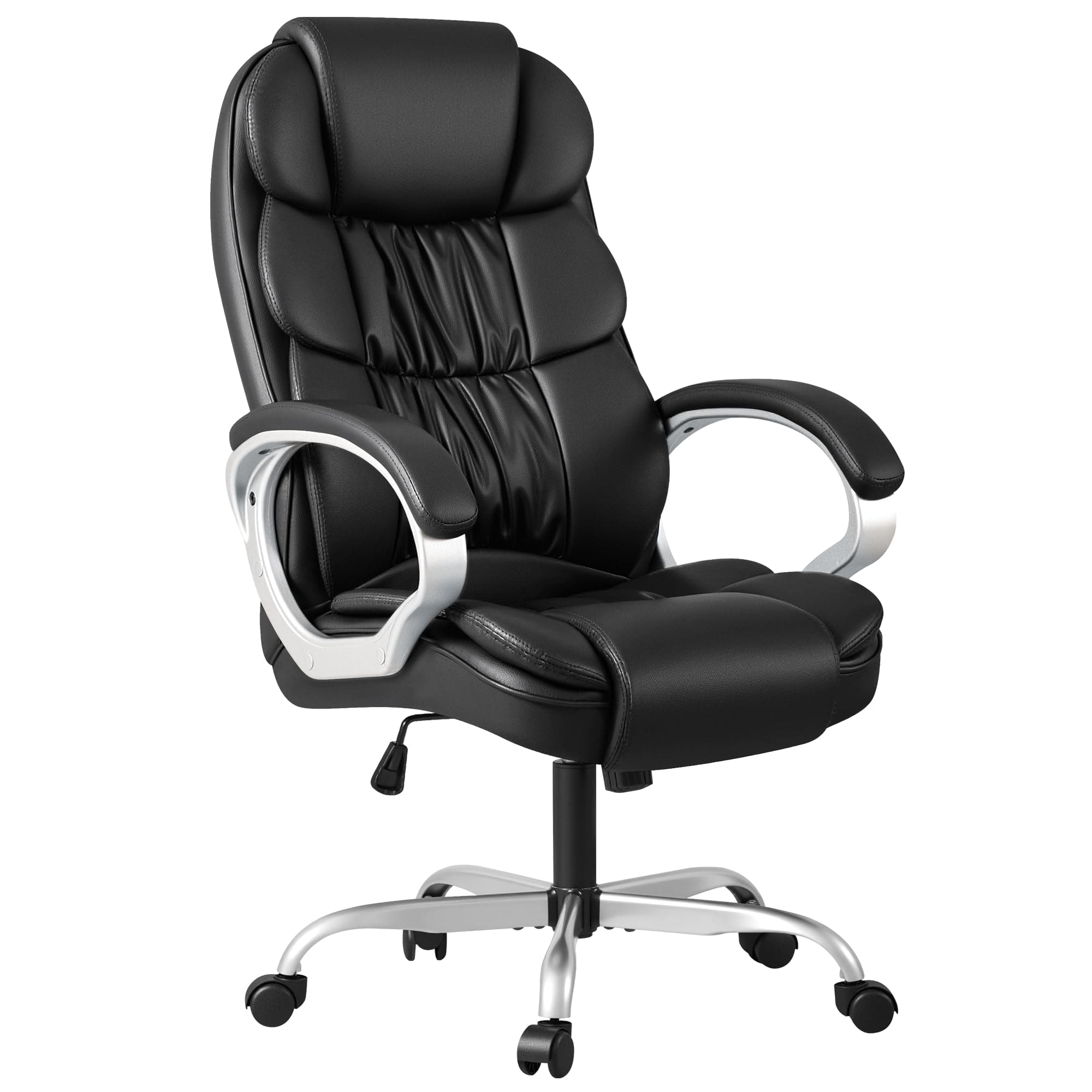 Homall Office Chair High Back Computer Desk Chair, PU Leather Adjustable Height Modern Executive Swivel Task Chair with Padded Armrests and Lumbar Support (Black)