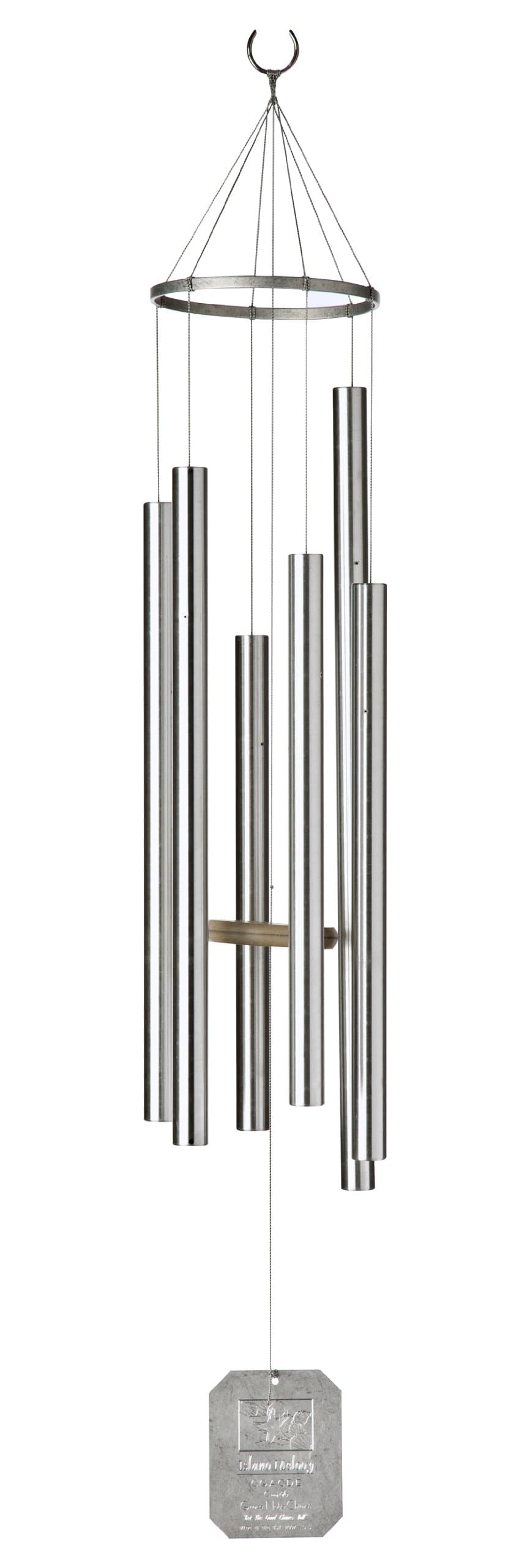 Grace Note Chimes 5S 36-Inch Island Melody Wind Chimes, Small, Silver