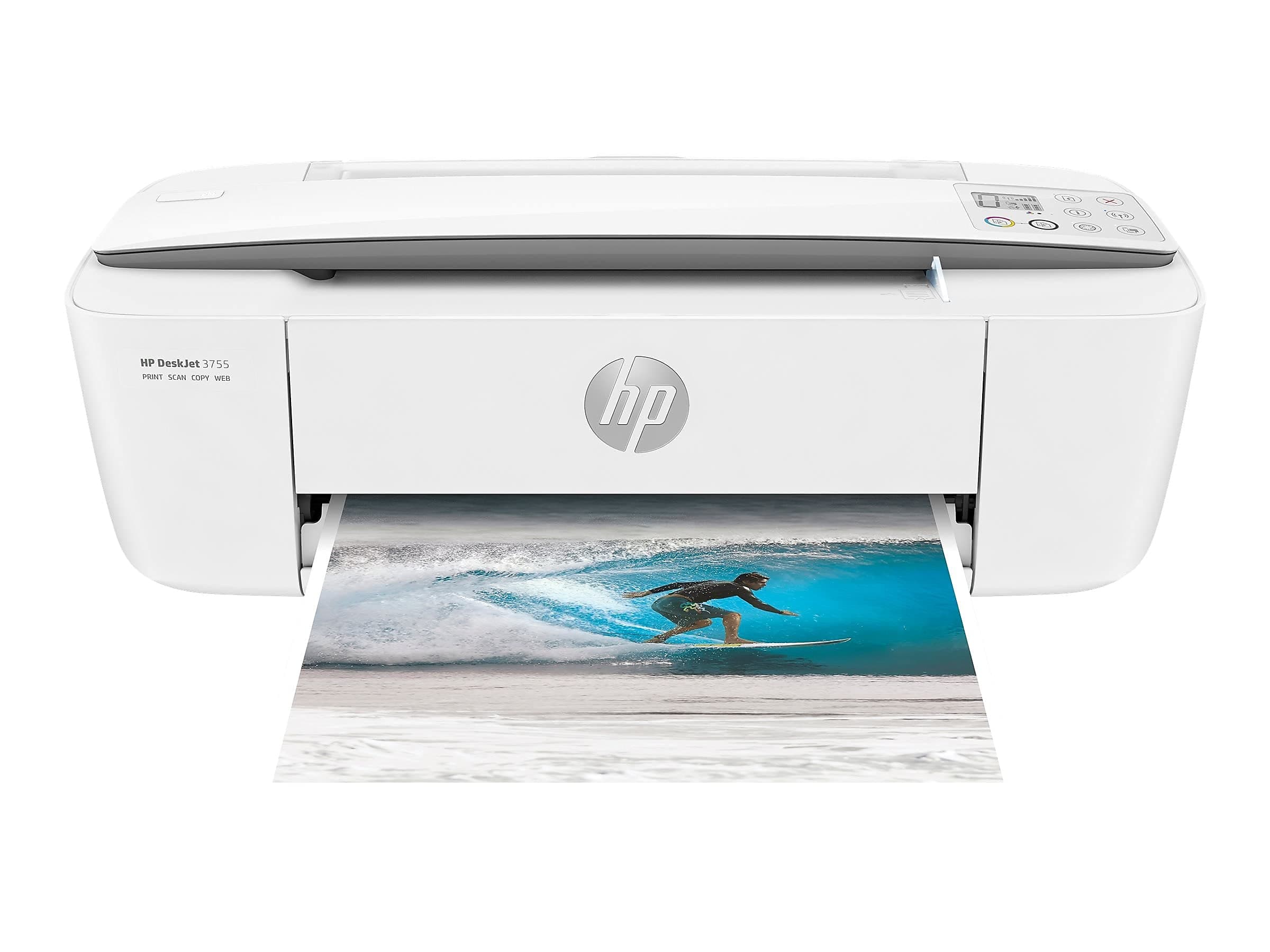 HP J9V91A#B1H DeskJet 3755 Compact All-in-One Wireless Printer with Instant Ink Mobile Print - Stone Accent (J9V91A)