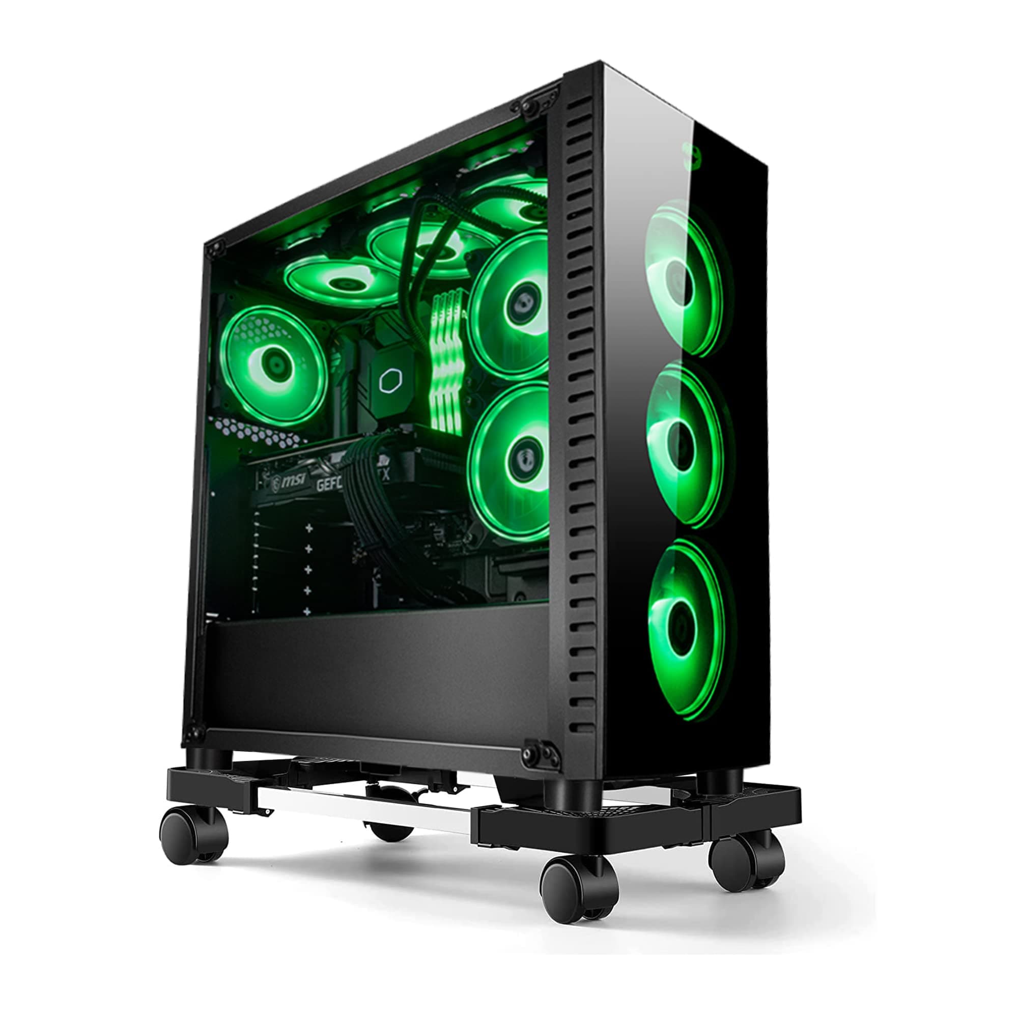 Computer Tower Stand PC Stand with 4 Silent Rolling Casters Mobile CPU Stand,Adjustable Mobile Desktop PC Tower Stand,Suitable for Most Gaming PC Cases On Carpet Floor Computer Stand (1)