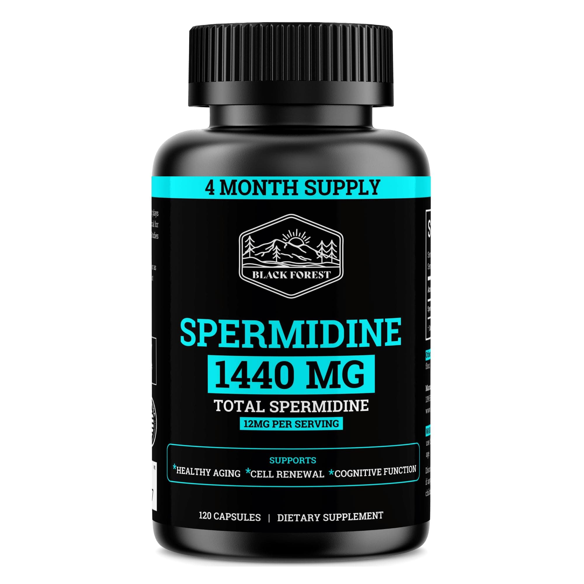 Spermidine Supplement (1440mg of 99% Pure Spermidine Supplements For Women & Men) 4 Months Supply (100X More Potent Than Wheat Germ Extract) 12MGS Per Serving For Cellular Health, Anti-Aging & Energy