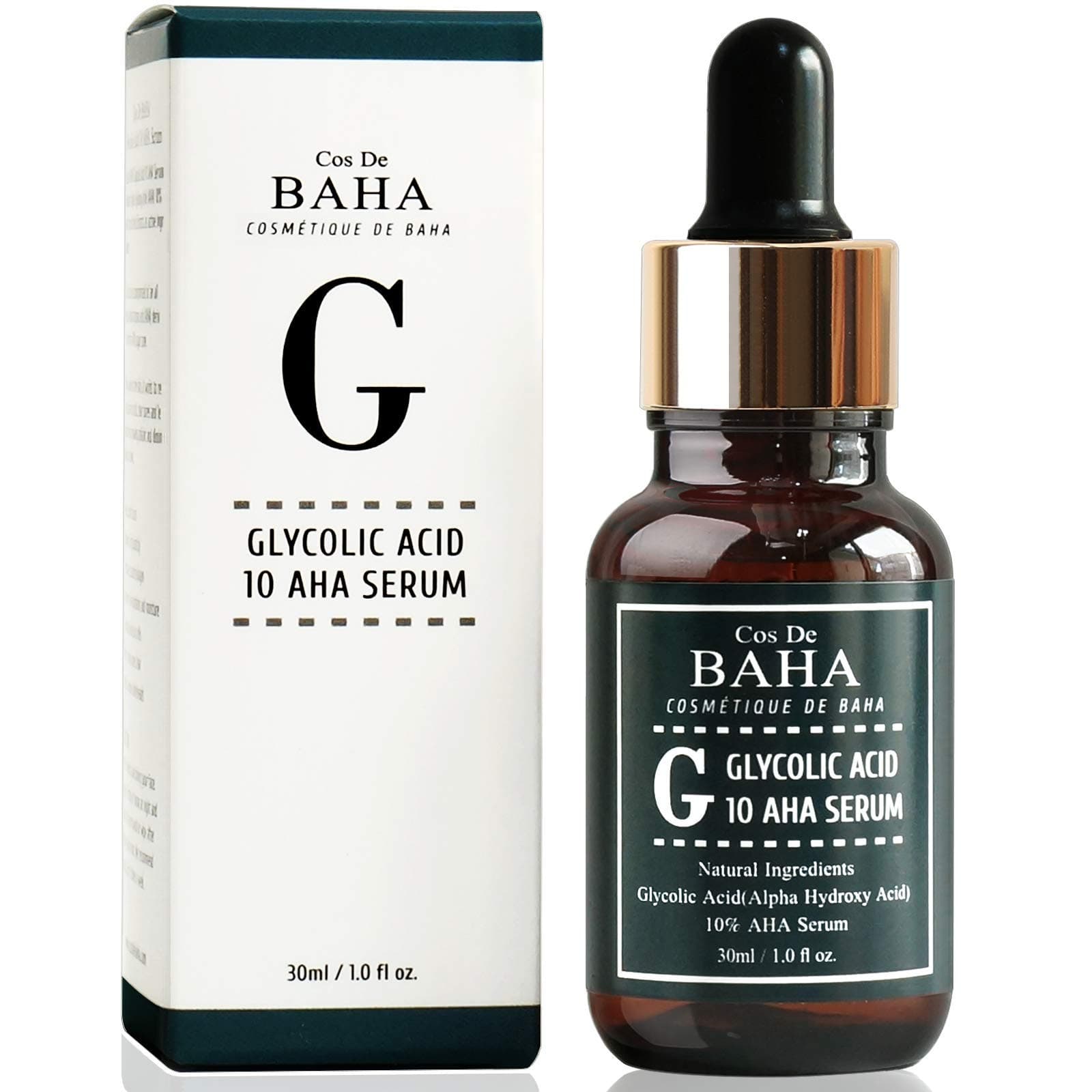 Cos De BAHA AHA Glycolic Acid 10% Serum With Witch Hazel - Whitehead Power Liquid, Acne Prone Skin