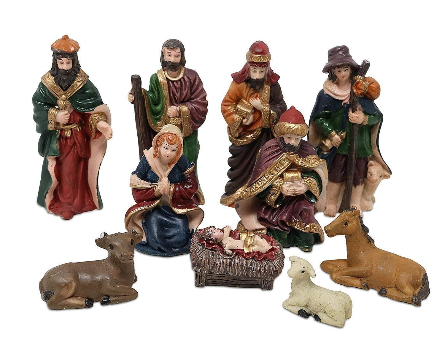 Statue Nativity Scene Set Baby Jesus Manger Christmas Crib Figurines Miniatures Ornament Church Xmas Gift Home Decoration