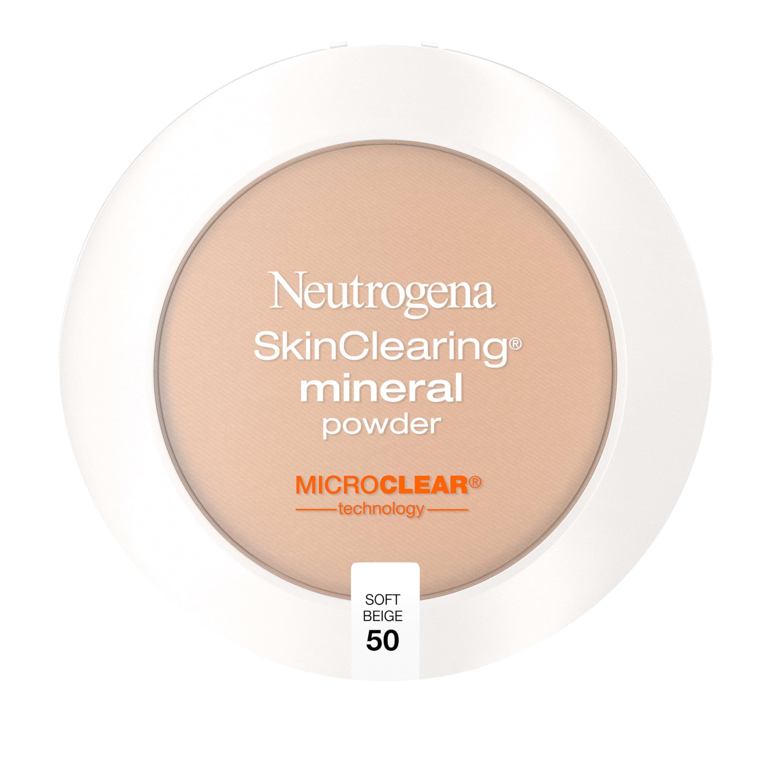 Neutrogena SkinClearing Mineral Acne-Concealing Pressed Powder Compact, Shine-Free & Oil-Absorbing Makeup with Salicylic Acid to Cover, Treat & Prevent Breakouts, Soft Beige 50,.38 oz