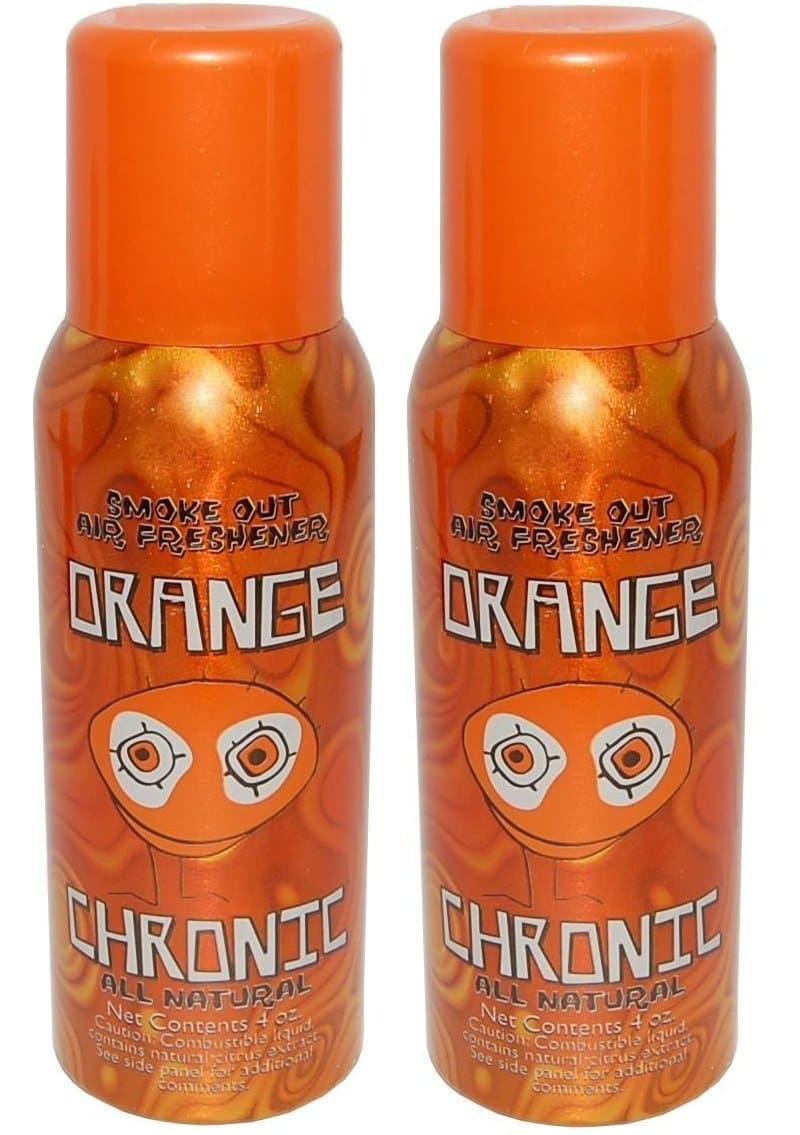 Orange Chronic Smoke Out AIR Freshener Spray 4oz (2 Large Cans)