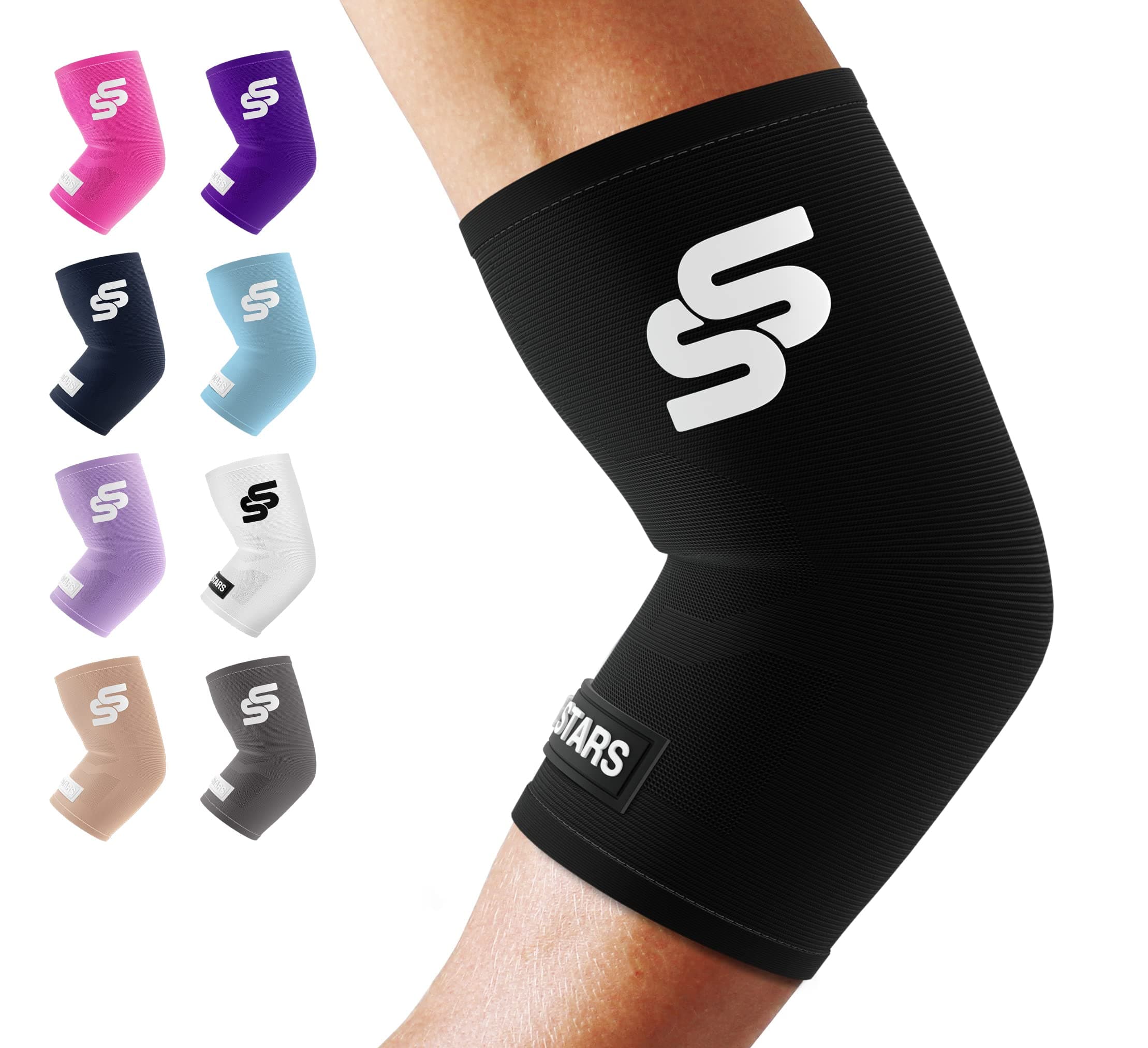 Sleeve Stars Elbow Sleeve for Pain Relief & Protection - Elbow Compression Sleeve for Women & Men - Supportive Elbow Brace for Tendonitis, Recovery & Ideal for Sports, Work