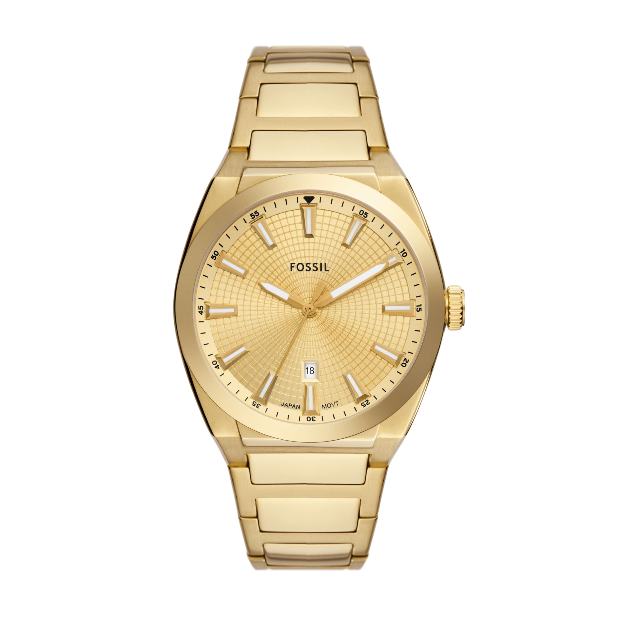 Fossil Men Stainless Steel Everett Analog Gold Dial Watch-Fs5965, Band Color-Gold
