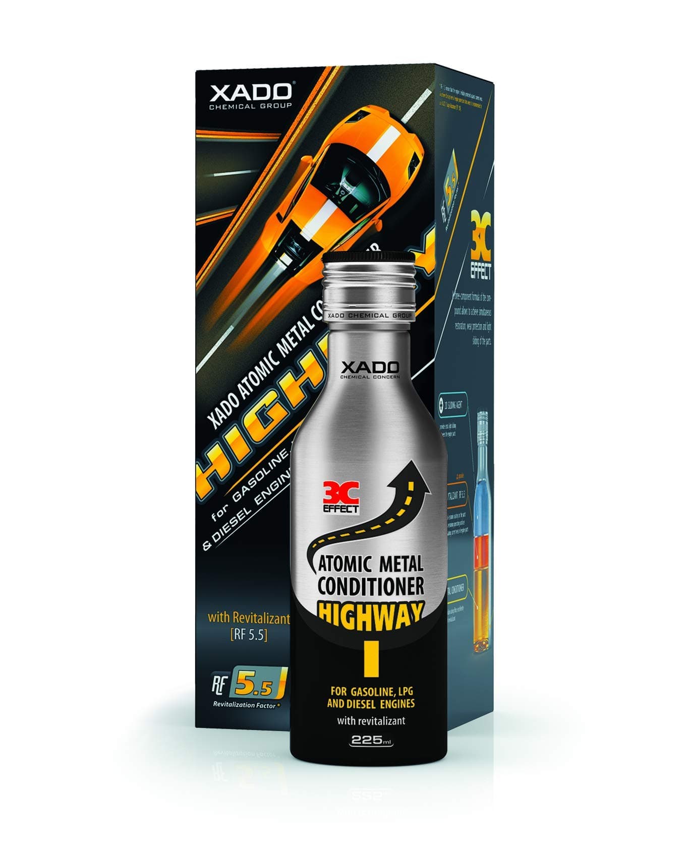 Highway - Oil Additive for Car Engine - High-Mileage Motor Revitalizant Restore Treatment - for Gasoline, Diesel and LPG Engines, Worn Metal Parts Repair - Atomic Metal Conditioner (Bottle 7.5oz)