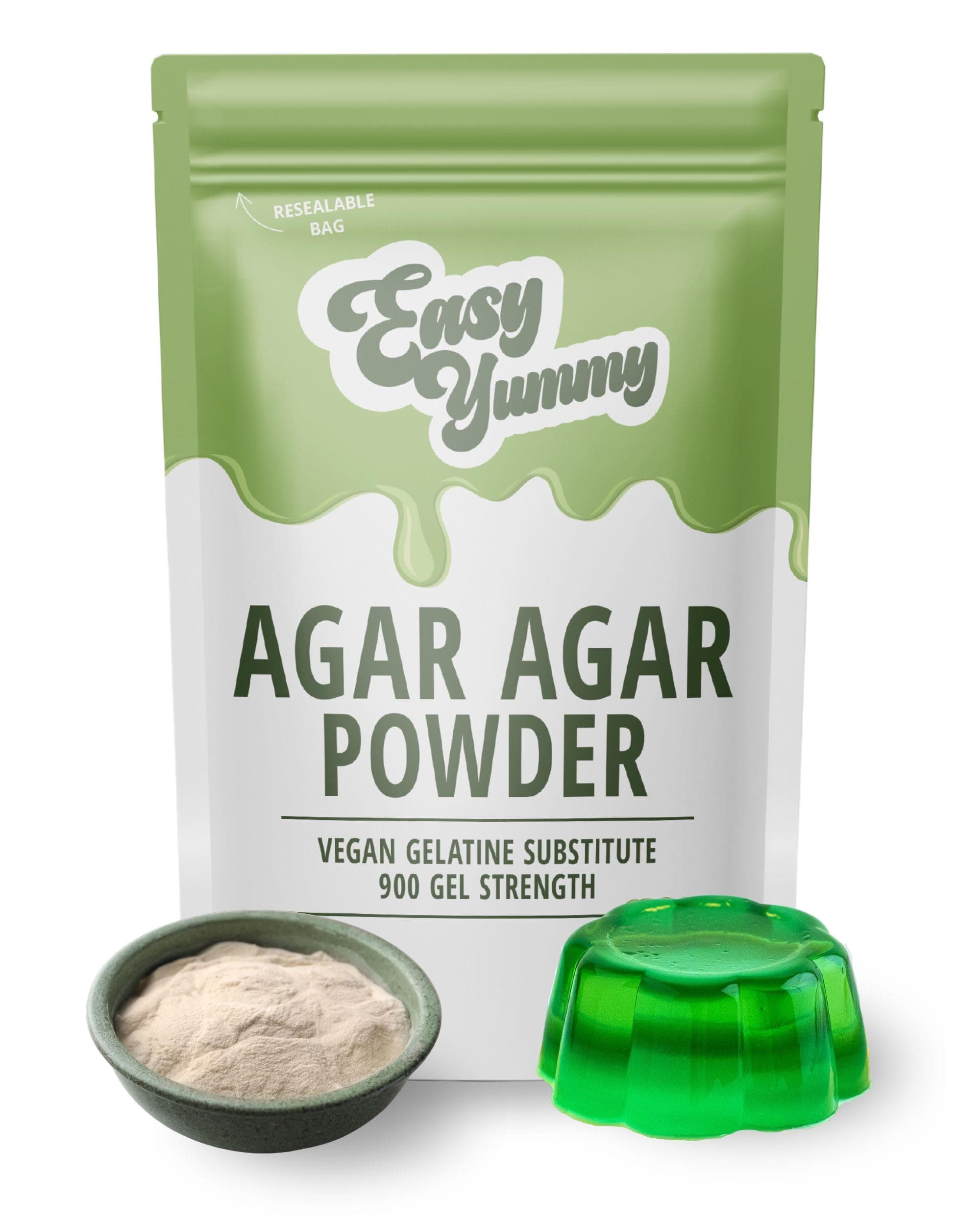 EASY YUMMY - Agar Agar (250g), Vegan Gelatin Powder, 100% Pure, No Additives, European Quality, Halal