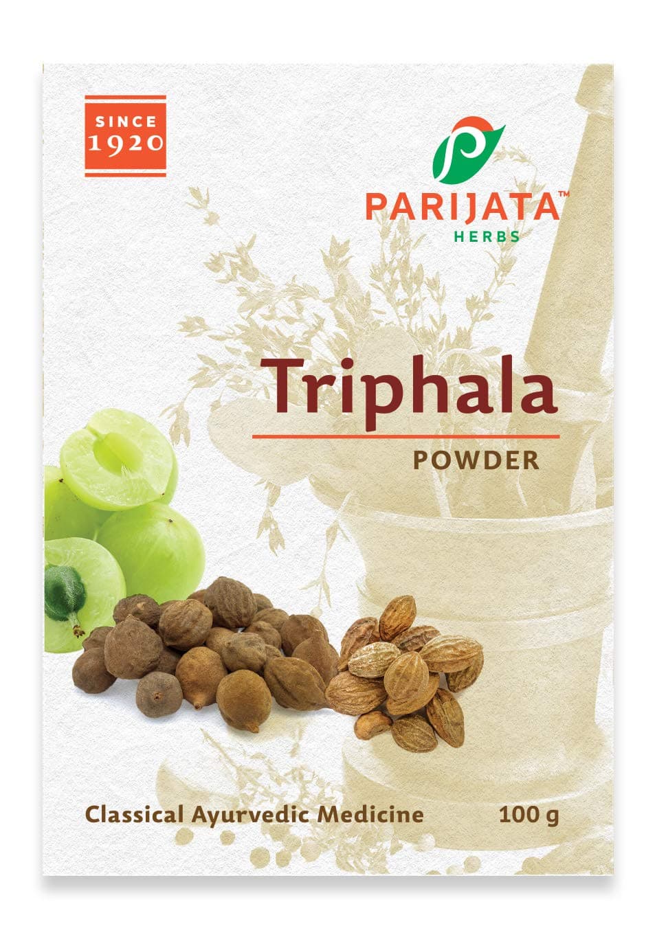 Parijata Herbs Triphala powder - 100g, Helps Relieve Constipation, Classical ayurvedic medicine