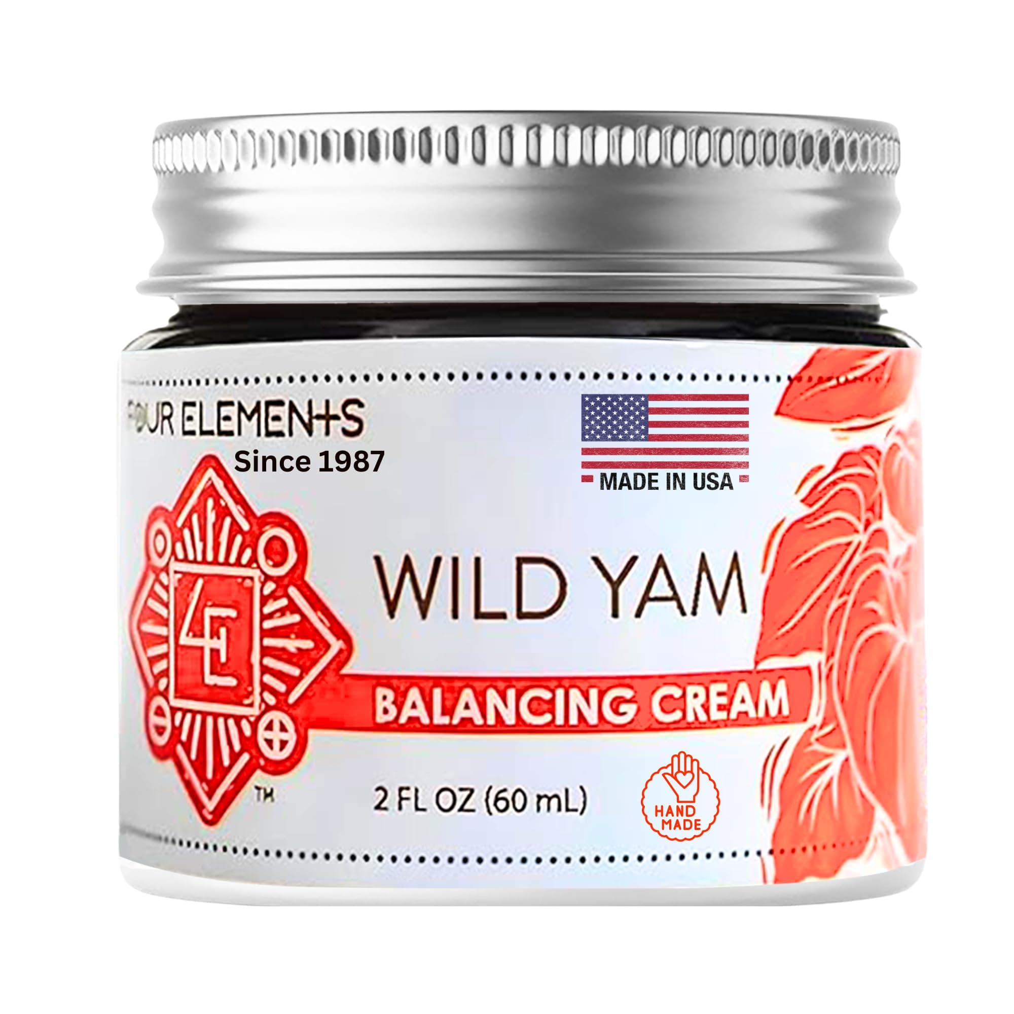 Four Elements 4E Wild Yam Balancing Cream, 2 OZ - 1st Place Winner at the 2023 International Herb Symposium for Creams and Salves! Proudly Farmed, Crafted and Packaged in WI, USA.