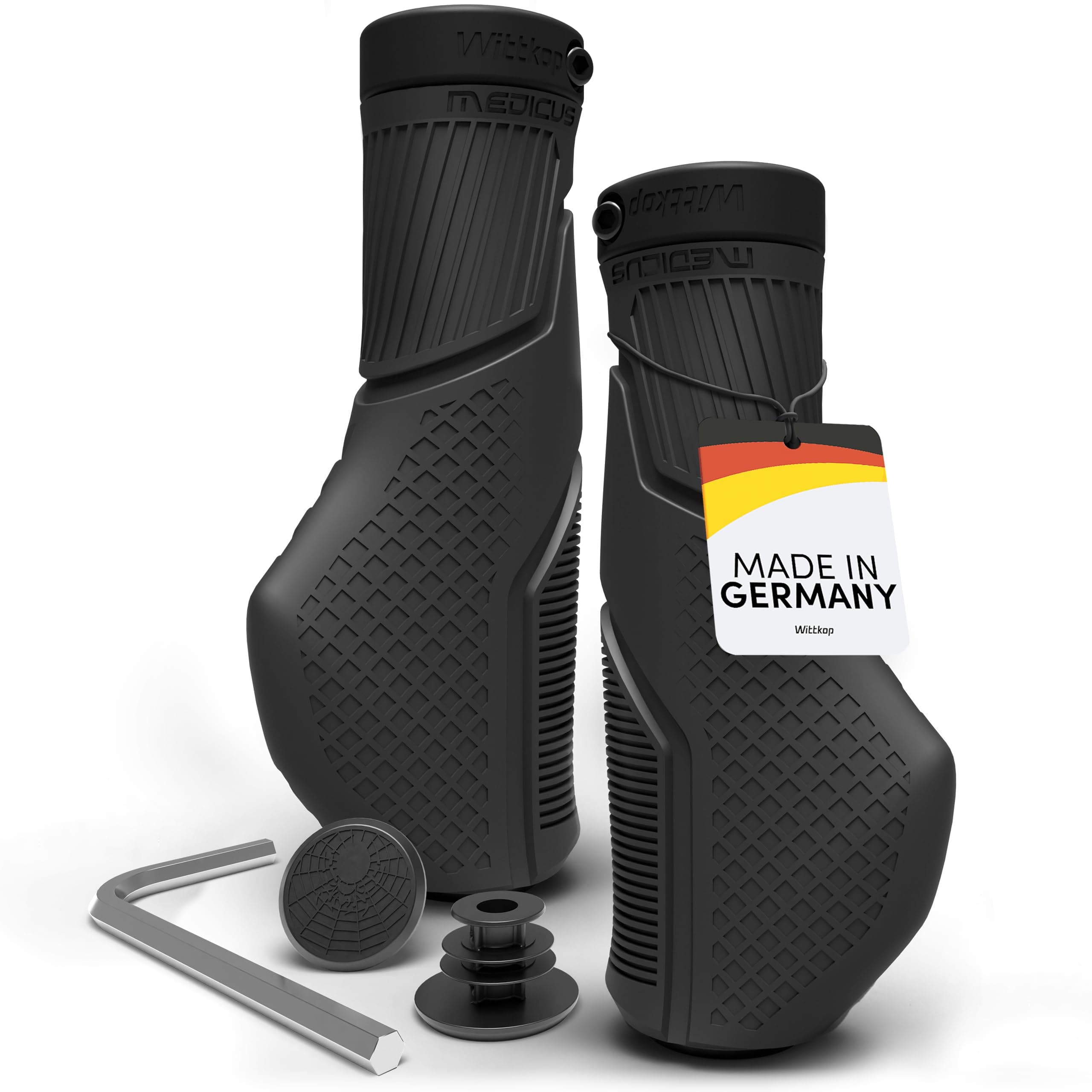 Wittkop Bicycle Grips with Innovative Multi-Zone Design, Made in Germany, Ergonomic Design with Non-Slip Effect Including Comfort & EFC Zones for Optimised Grip & Comfort, Bicycle Grips Handlebar