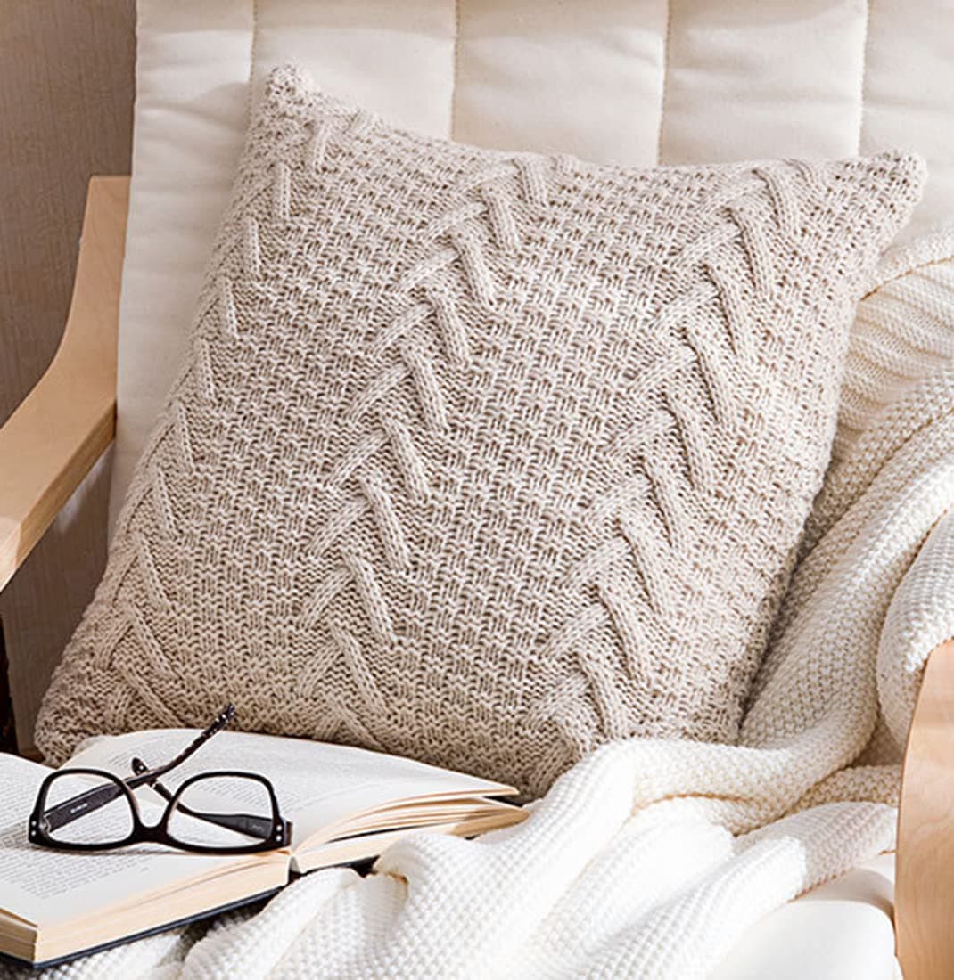 ANDUUNI Soft Decorative Knitted Throw Pillow Covers Double-Cable Sweater Square Warm Cushion Cover for Sofa Bedroom Home Accent Decor